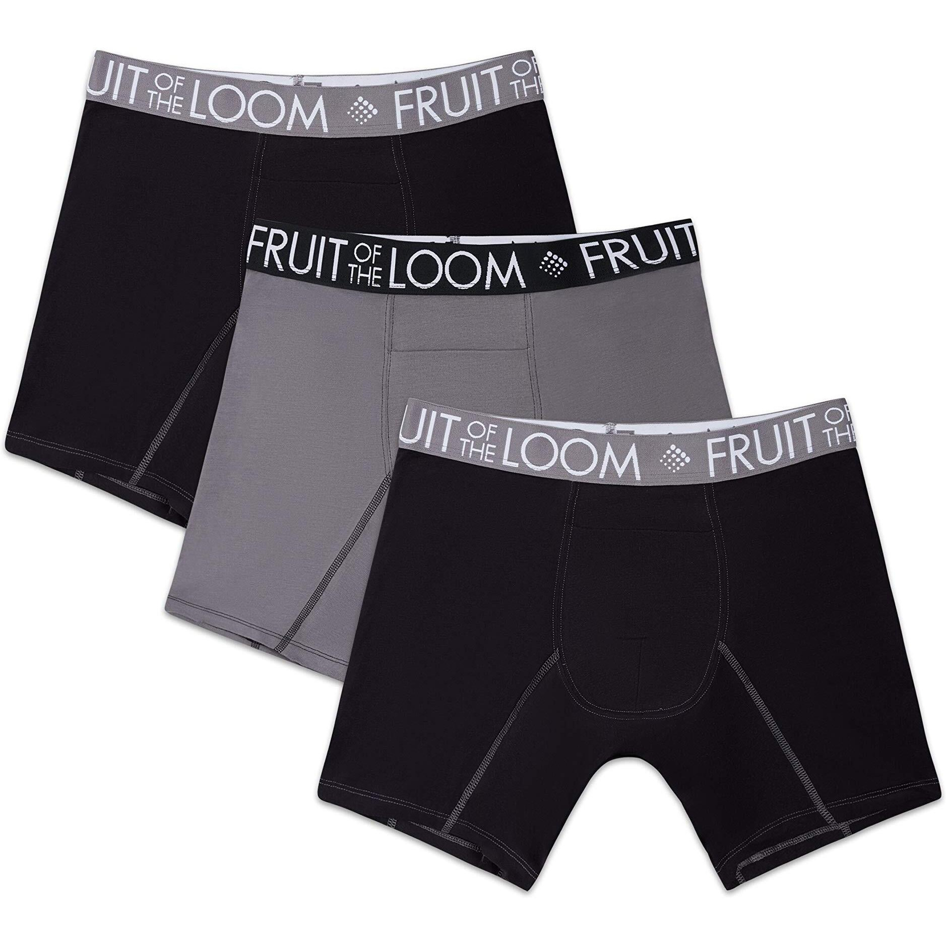 Fruit Of The Loom Men's Performance Cooling Boxer Briefs  Black/Grey  Large