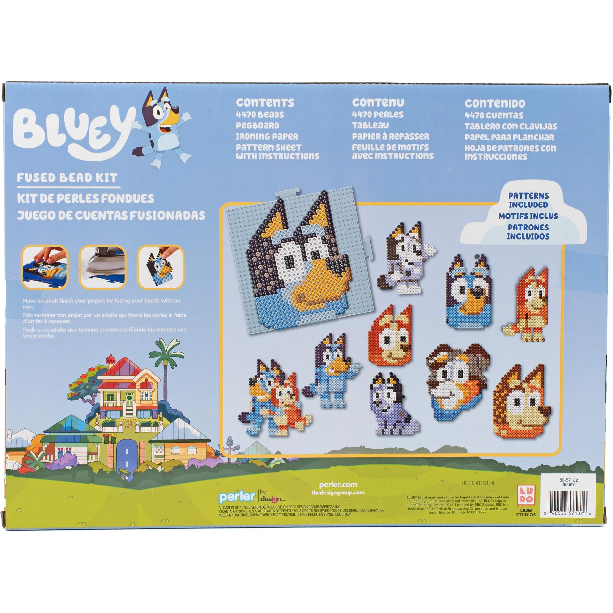 Perler 80-57182 Bluey Fused Bead Deluxe Box Kit  10 Unique Patterns  Multicolor  4473 Pieces