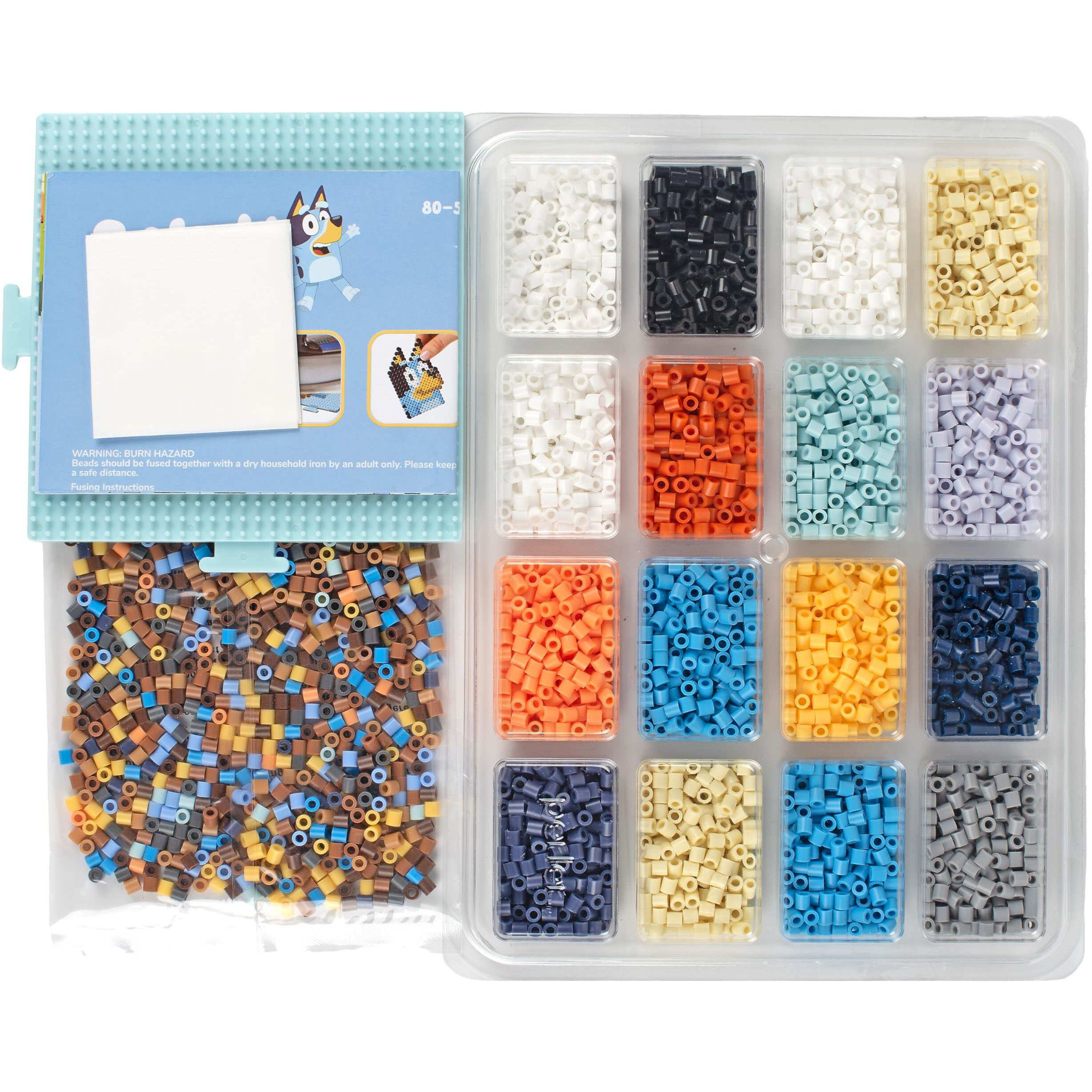 Perler 80-57182 Bluey Fused Bead Deluxe Box Kit  10 Unique Patterns  Multicolor  4473 Pieces