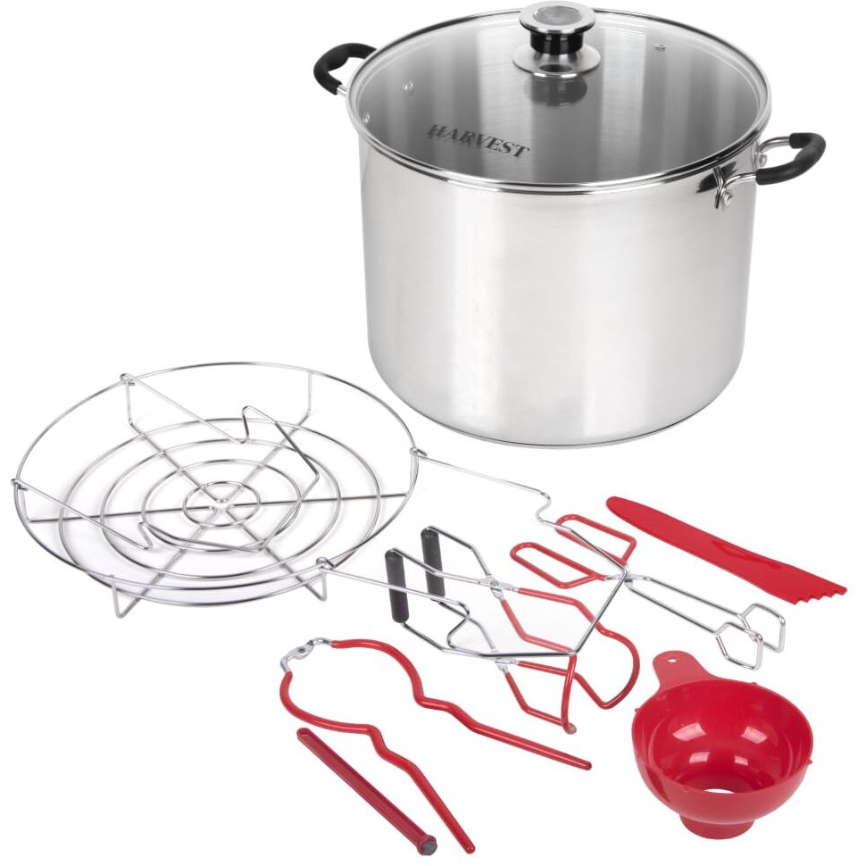 Harvest Stainless Steel 20 Qt Canning Pot With Rack | Water Bath Or Steam Canning | Works On All Stovetops Including Induction  Glass  Gas (Stainless Steel Canner + Tools)