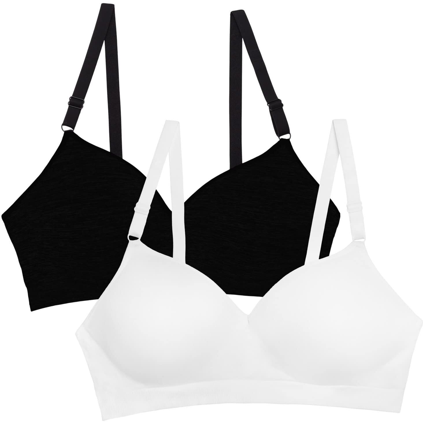 Fruit Of The Loom Women's Seamless Wire Free Push-Up Bra  Black Hue/White 2-Pack  36D