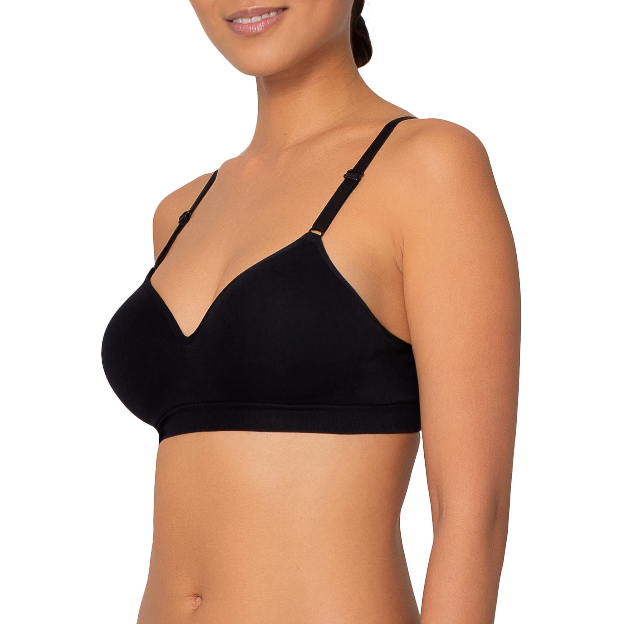 Fruit Of The Loom Women's Seamless Wire Free Push-Up Bra  Black Hue/White 2-Pack  36D