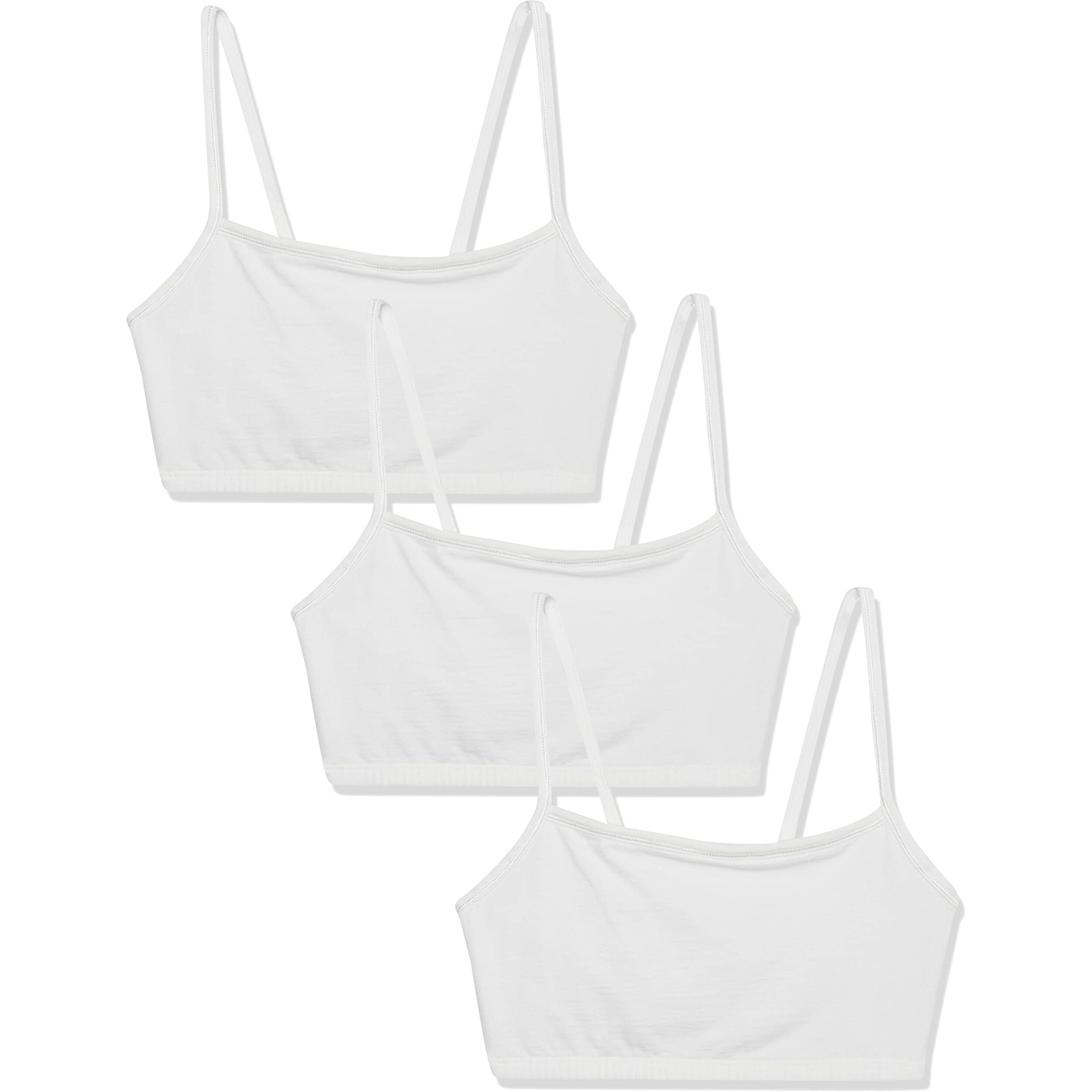 Fruit Of The Loom Womens Spaghetti Strap Cotton Pull Over 3 Pack Sports Bra  White/White/White  42