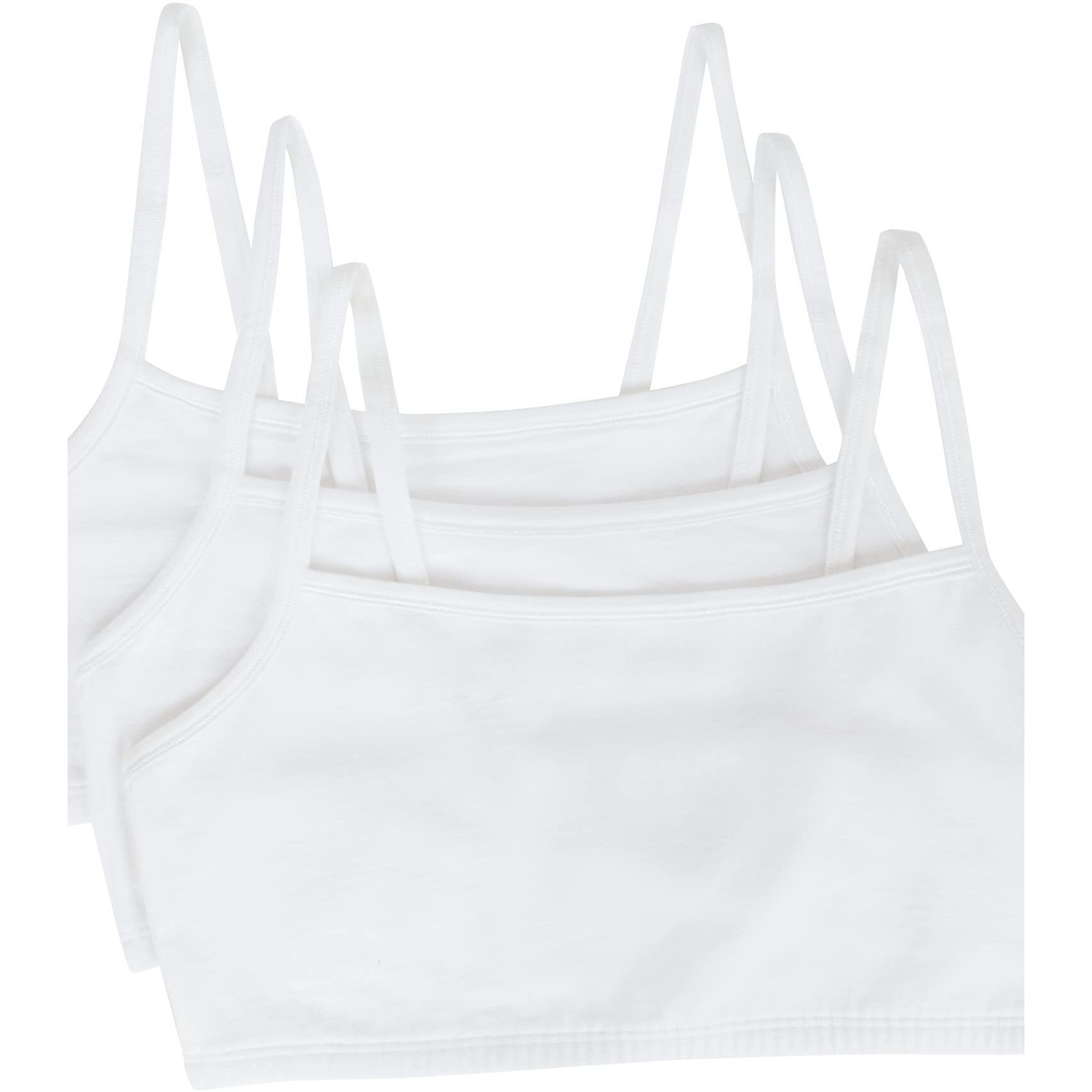 Fruit Of The Loom Womens Spaghetti Strap Cotton Pull Over 3 Pack Sports Bra  White/White/White  42