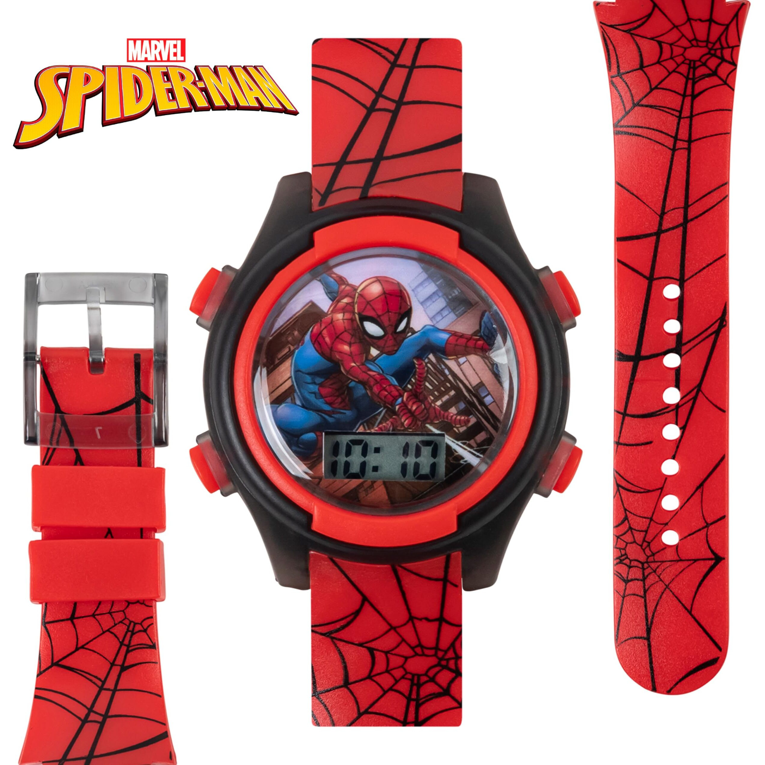 Accutime Marvel Spider-Man Digital Watch For Kids - Durable Plastic Timepiece  Lcd Display  Quartz Accuracy  Iconic Spiderman Imagery