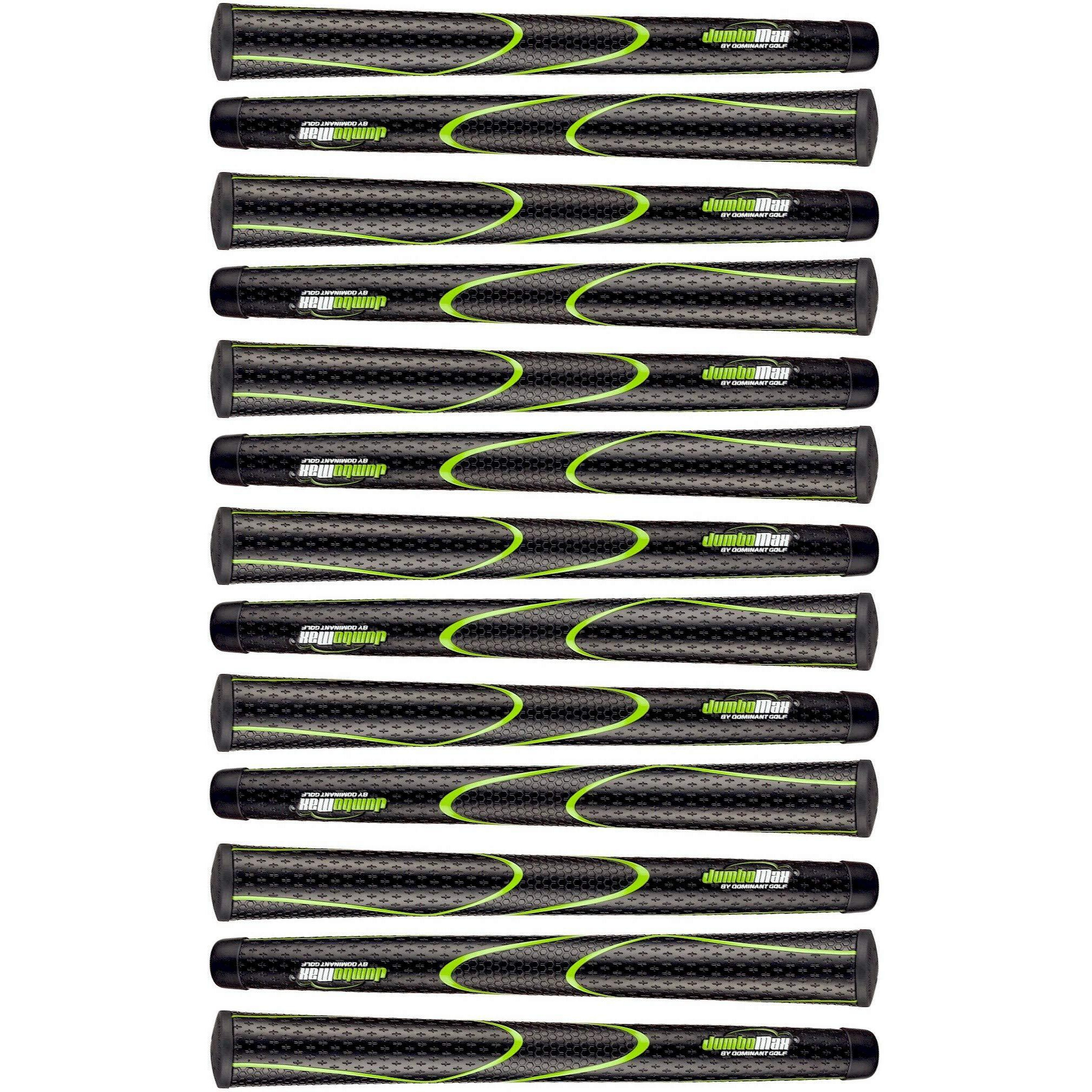 Jumbomax Pack Of 13 Tour Series Golf Grips - Black With Lime Green Trim X-Large/Xl (+ 3/8"")