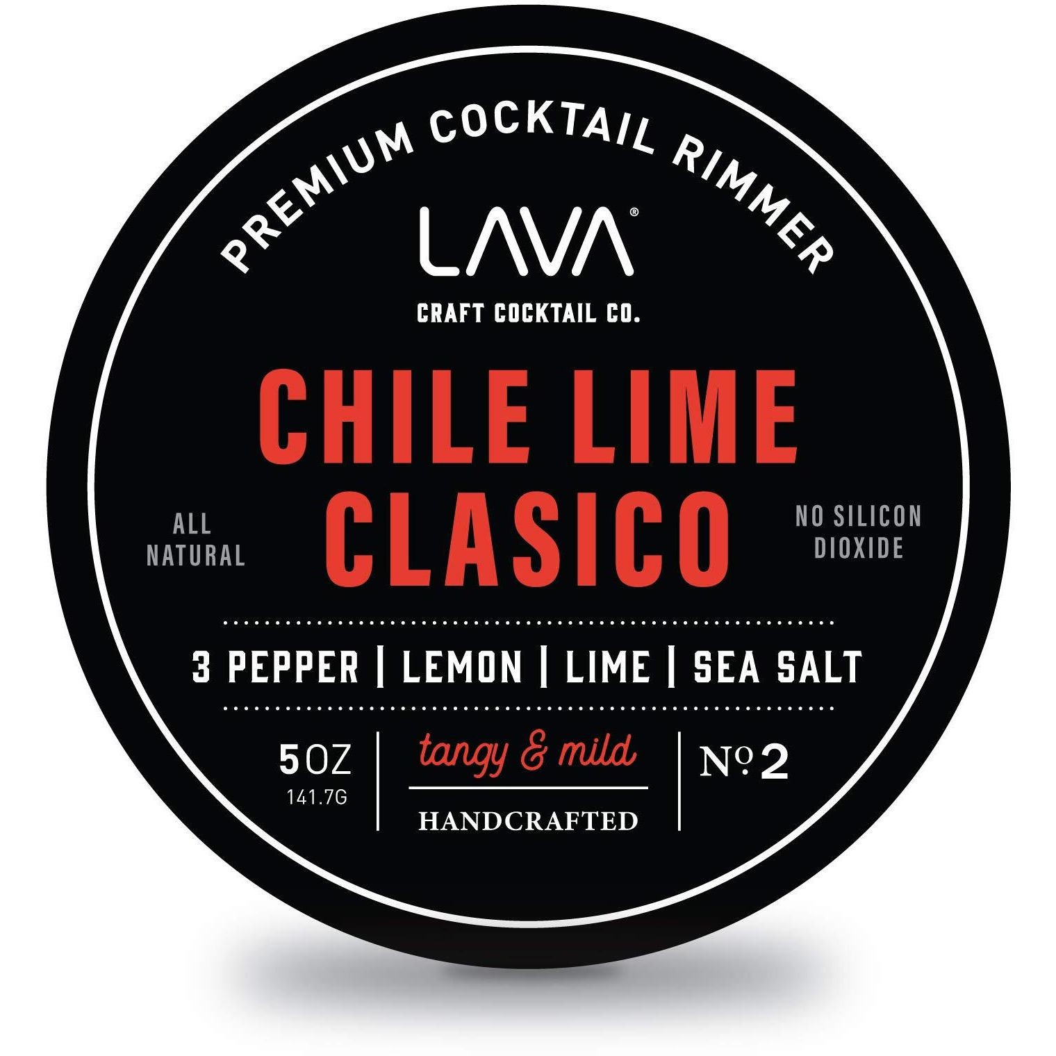Lava Premium Chile Lime ClSico Cocktail Rimmer 5Oz  All Natural Bloody Mary Rimmer  Michelada Rimmer  Margarita Rimmer Salt  No Silicon Dioxide  With Screw-On Lid
