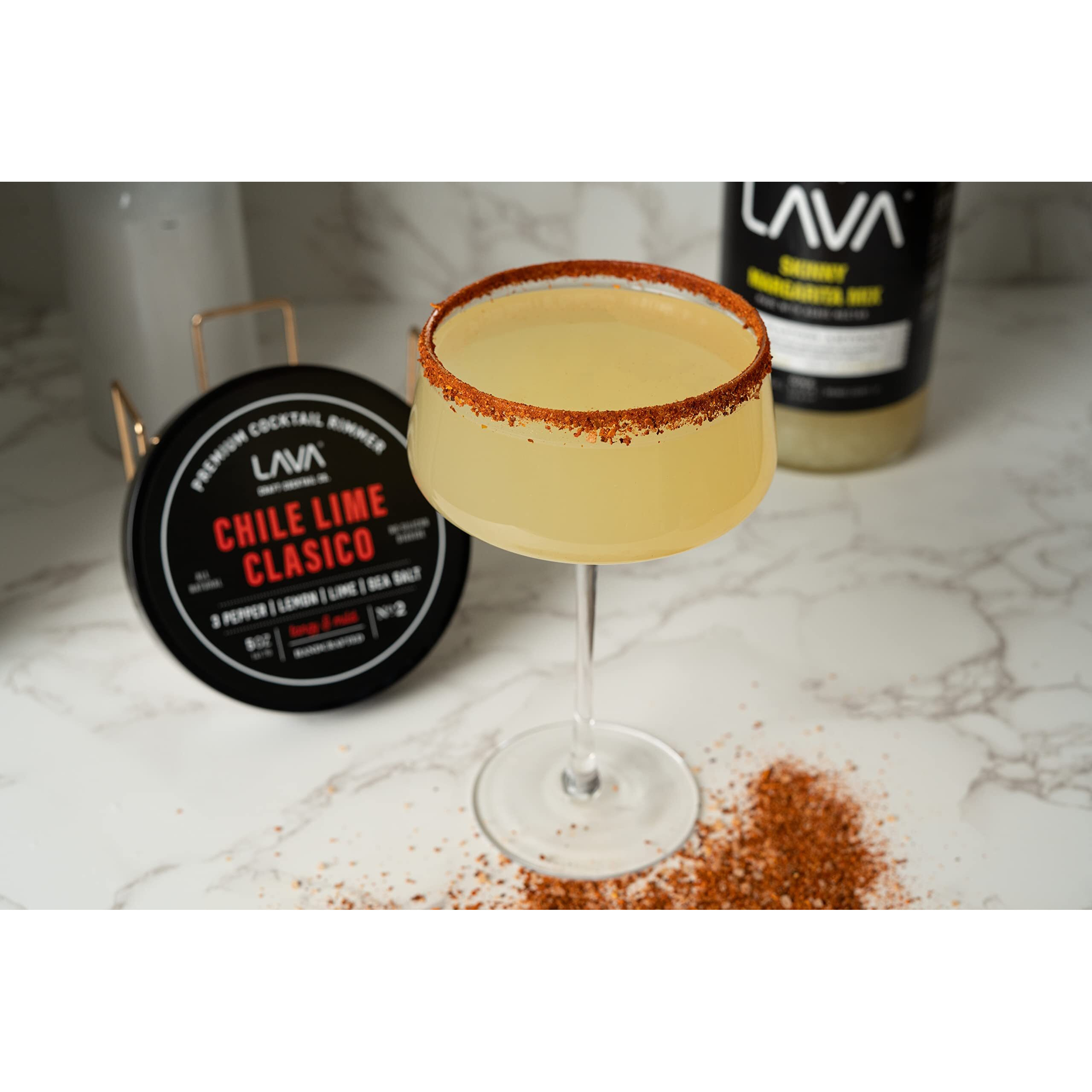 Lava Premium Chile Lime ClSico Cocktail Rimmer 5Oz  All Natural Bloody Mary Rimmer  Michelada Rimmer  Margarita Rimmer Salt  No Silicon Dioxide  With Screw-On Lid