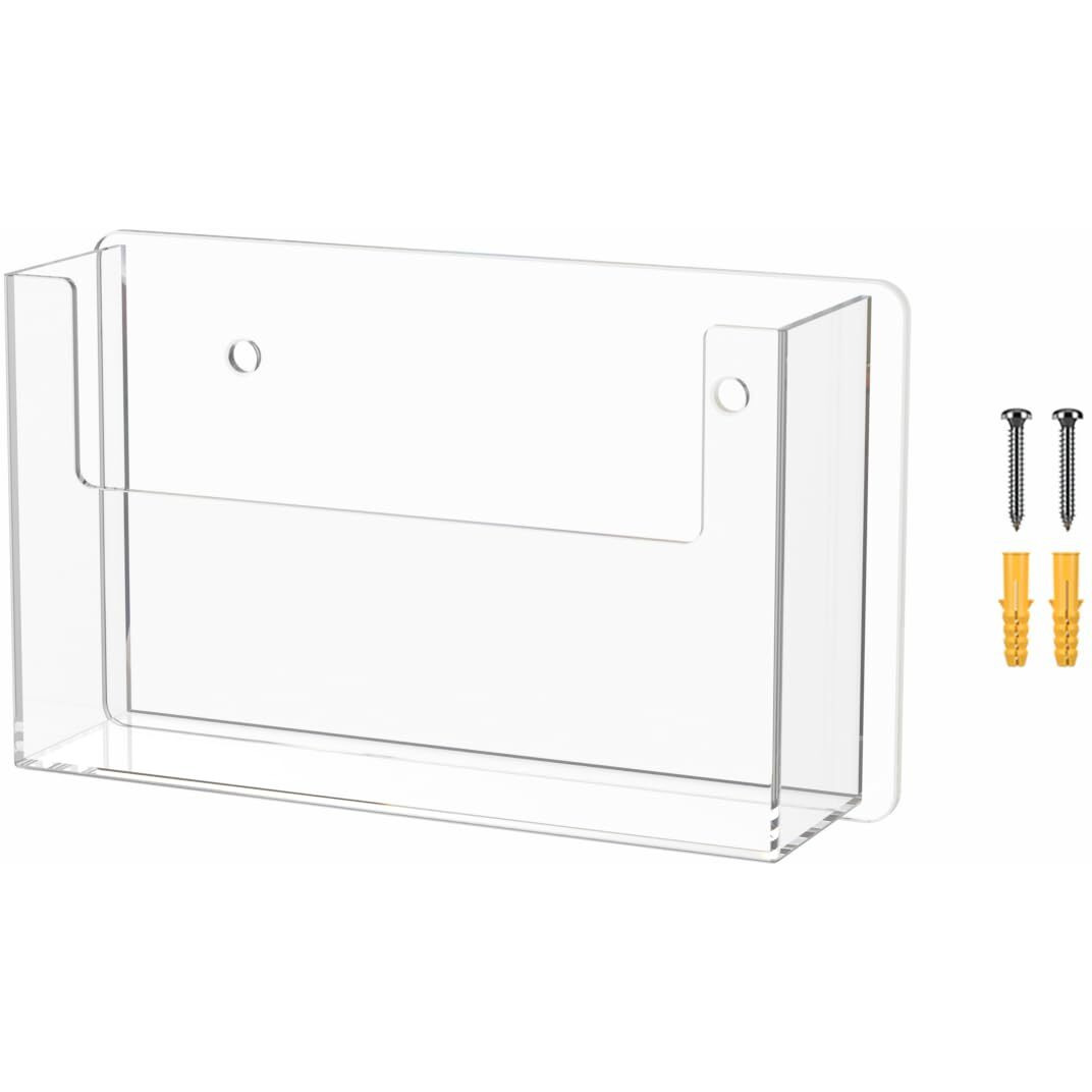Marketing Holders Post Card Holder Holds 6 X 4 Inch Wall Mount Index Display Clear Acrylic Literature Organizer Small Brochure Rack Single Pocket Menus Floating Effect Information Pamphlets