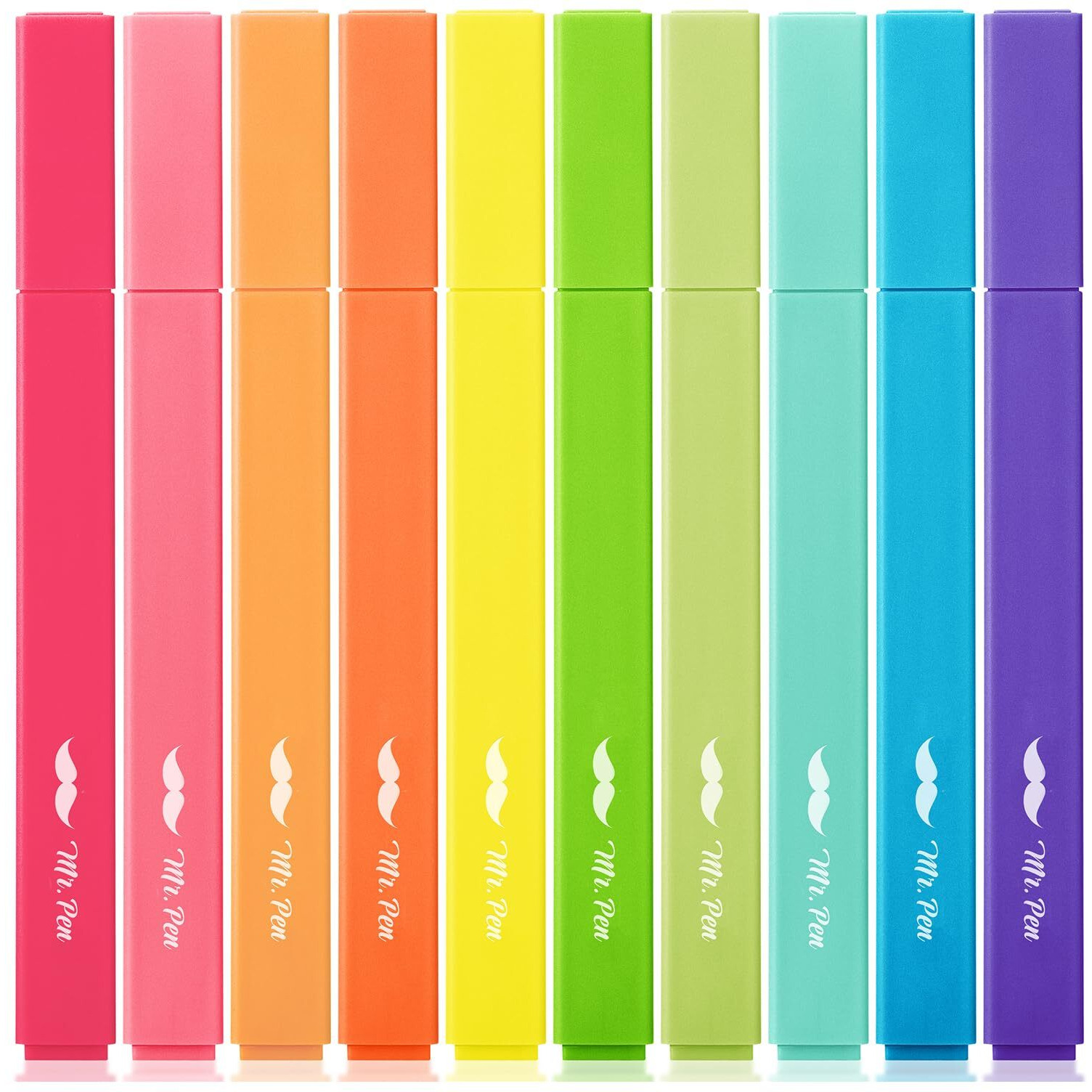 Mr. Pen- Aesthetic Highlighters  10 Pack  Chisel Tip  Vibrant Colors  Cute Highlighters Assorted Colors  Cute Highlighters For School Highlighters  Fluorescent Highlighter Set  Pastel Highlighters