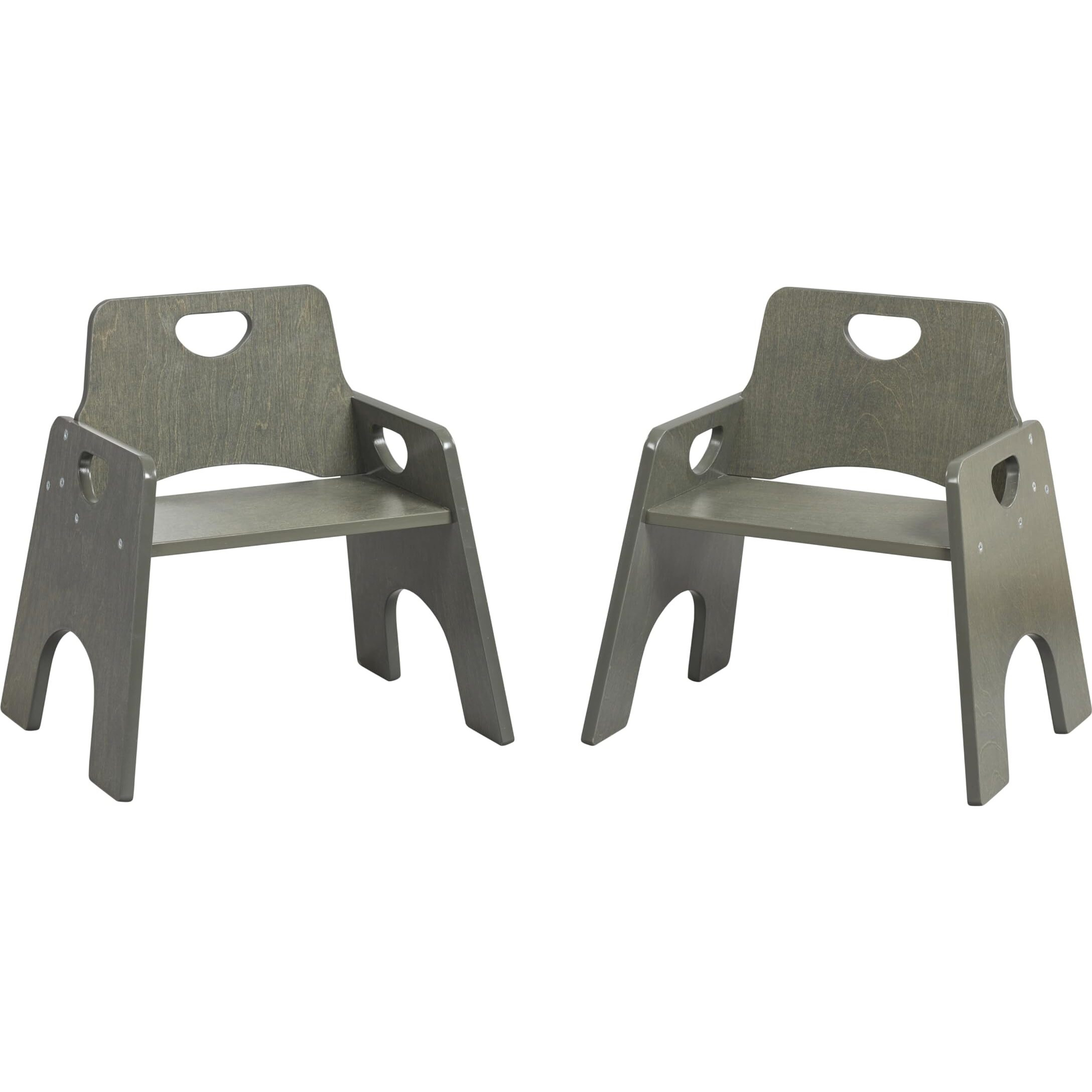 Ecr4Kids Stackable Wooden Toddler Chair  10In  Kids Furniture  Grey Wash  2-Pack