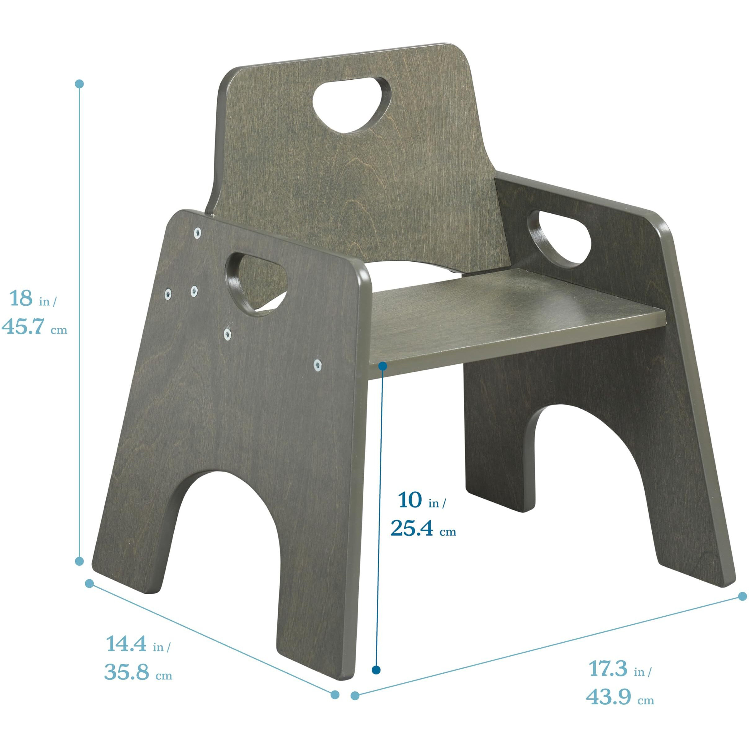 Ecr4Kids Stackable Wooden Toddler Chair  10In  Kids Furniture  Grey Wash  2-Pack