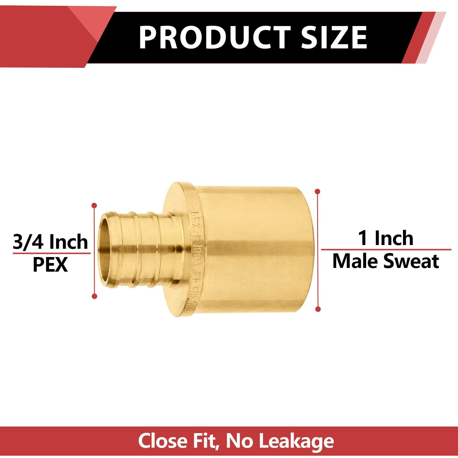 (Pack Of 2) Efield Pex Barb Crimp Brass Fittings 3/4"" X 1"" Male Sweat Copper Adapter (Inside Copper Tube)  Astm F1807