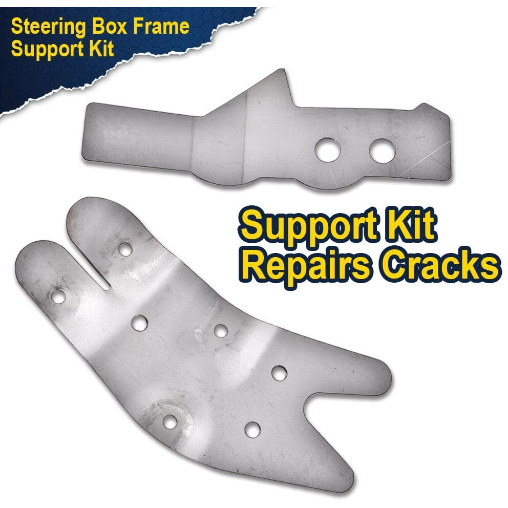 Pit66 Steering Box Frame Support Kit  Compatible With 73-91 Chevy Gmc C/K Pickup 2 Pcs Silver