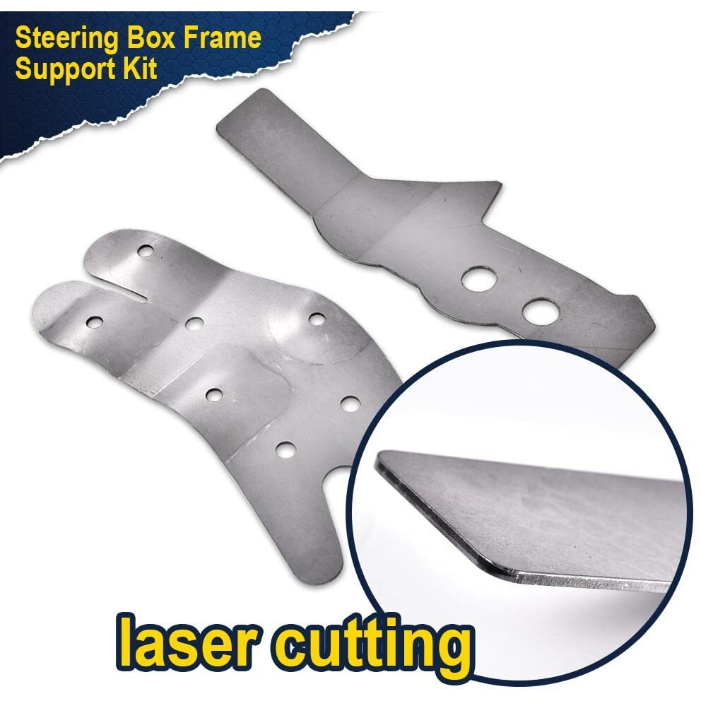 Pit66 Steering Box Frame Support Kit  Compatible With 73-91 Chevy Gmc C/K Pickup 2 Pcs Silver