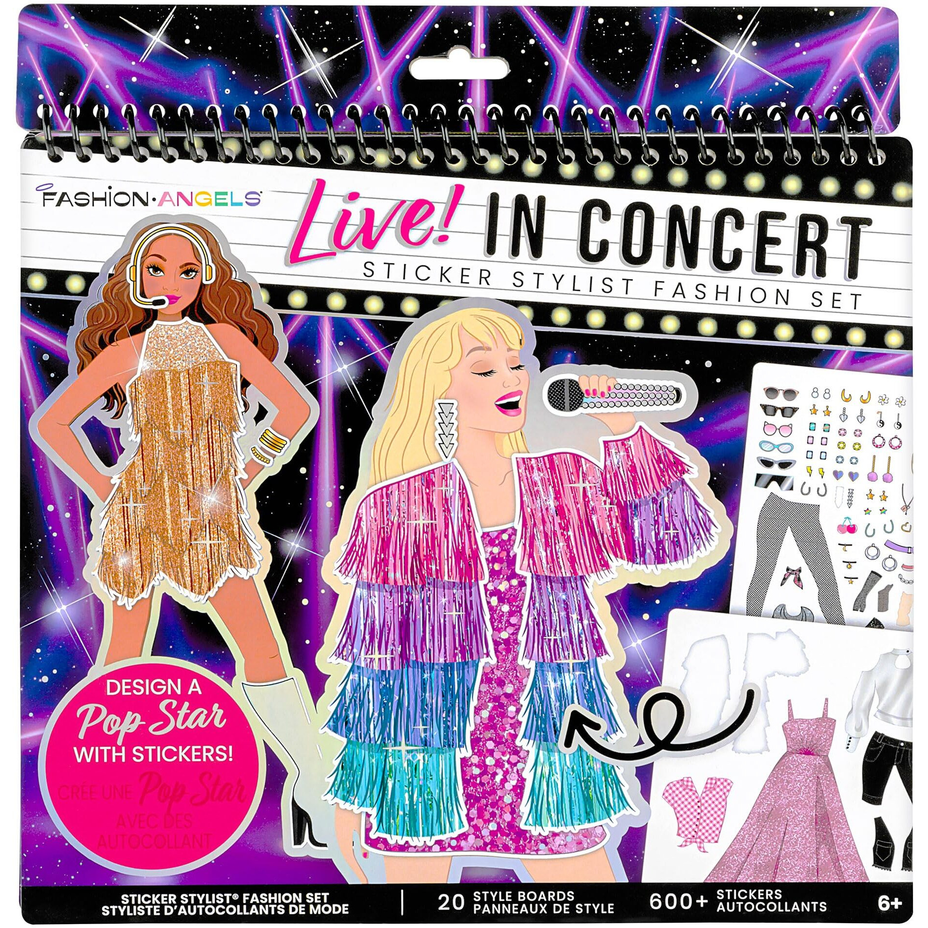 Fashion Angels Live In Concert Sticker Stylist Fashion Set  Includes Concert Venue Style Boards  Popstar Silhouettes & 600+ Stickers  Ideal Gift For Kids & Teens