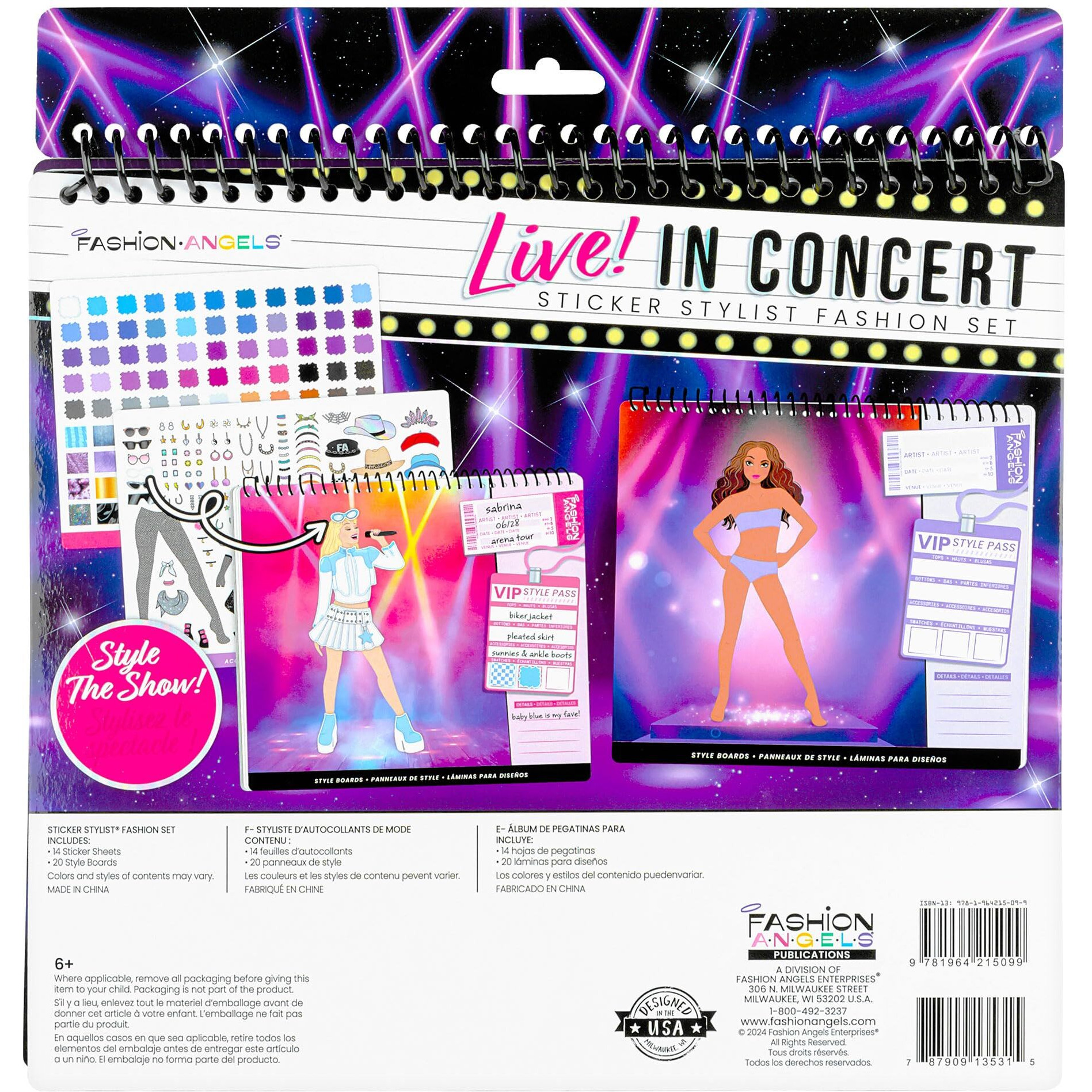 Fashion Angels Live In Concert Sticker Stylist Fashion Set  Includes Concert Venue Style Boards  Popstar Silhouettes & 600+ Stickers  Ideal Gift For Kids & Teens