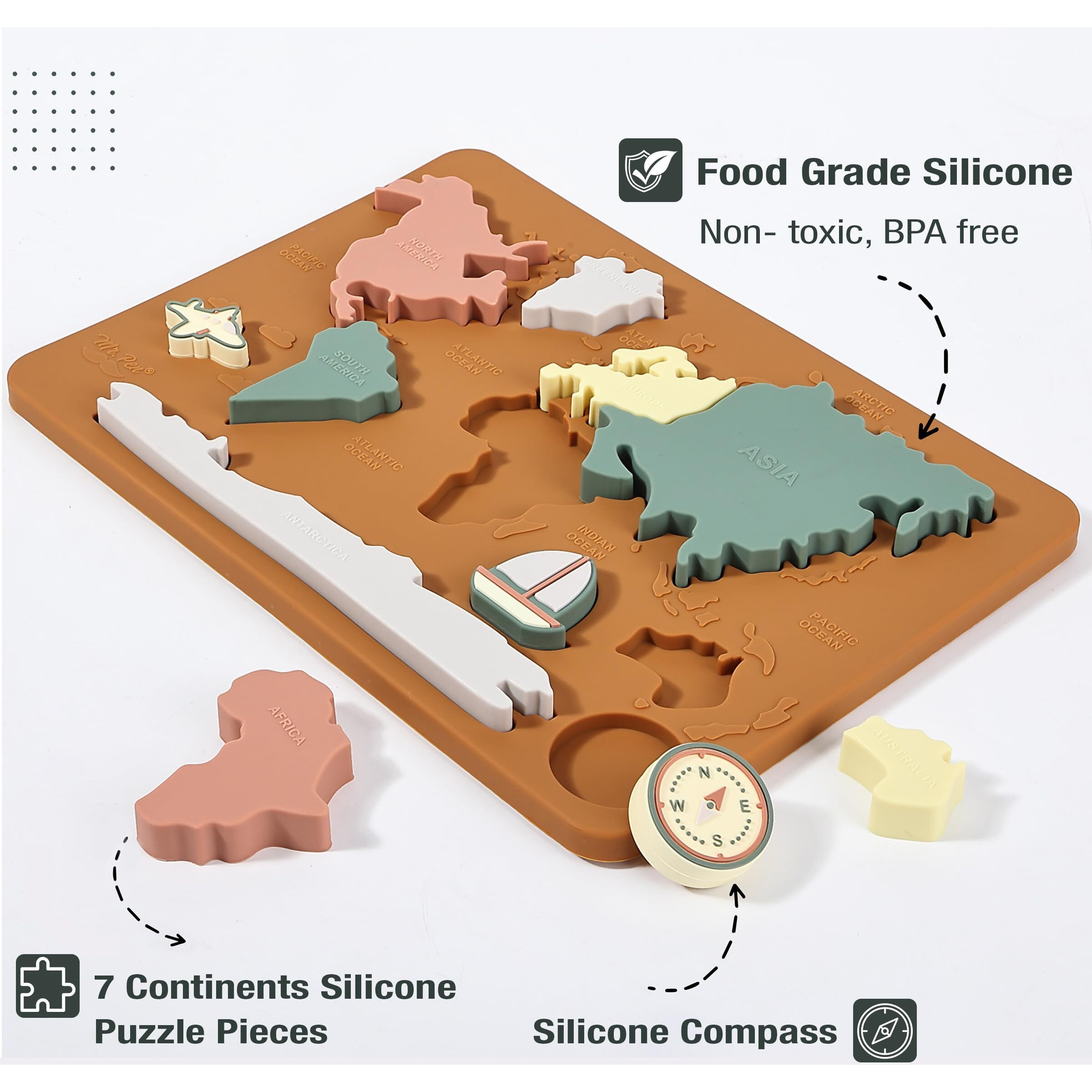 Mr. Pen- Silicone World Map Floor Puzzle  11.5' X 8.2'  Kids Puzzle