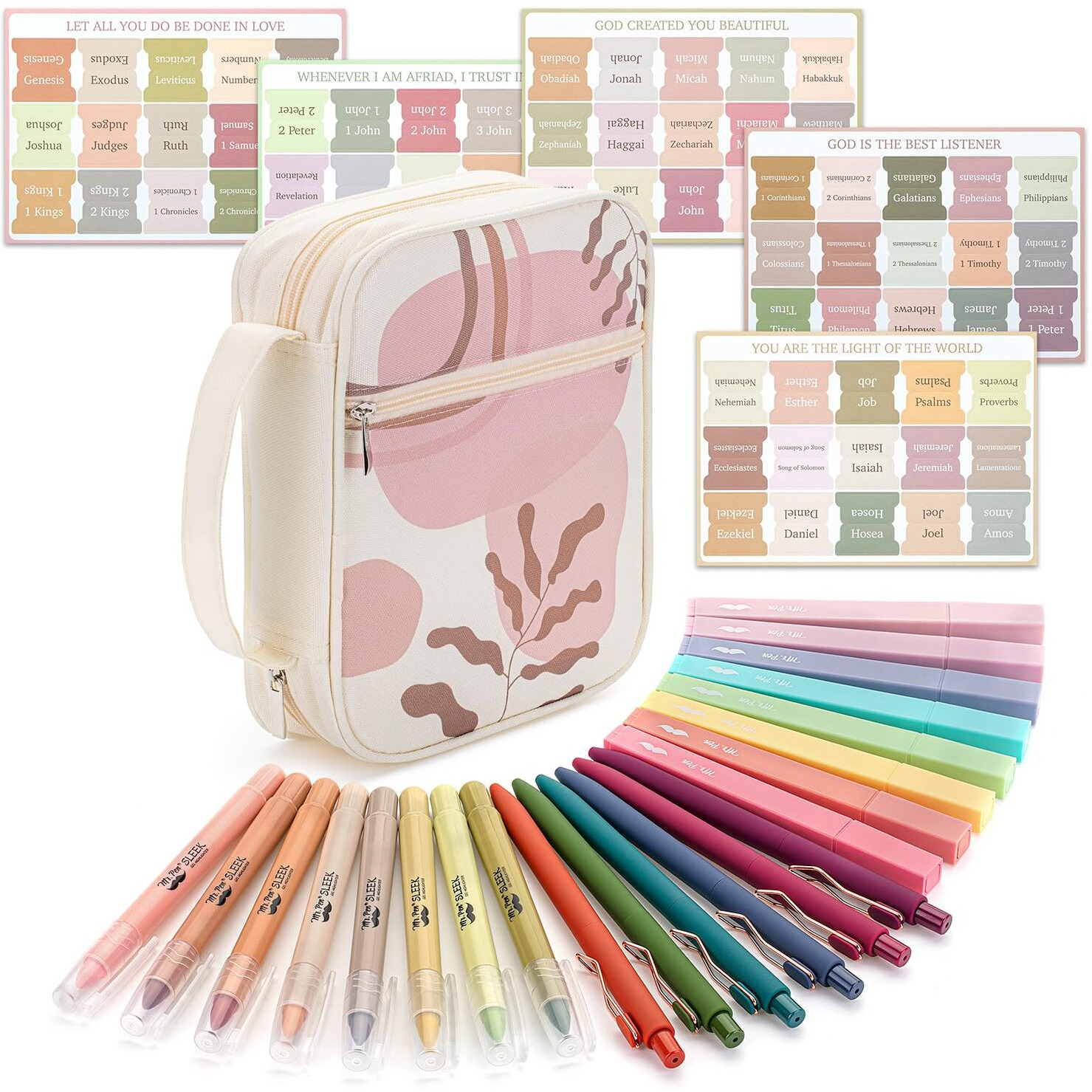 Mr. Pen- Bible Journaling Kit  24 Pcs  Case  Highlighters And Pens No Bleed  Study Kit  Easter Gift
