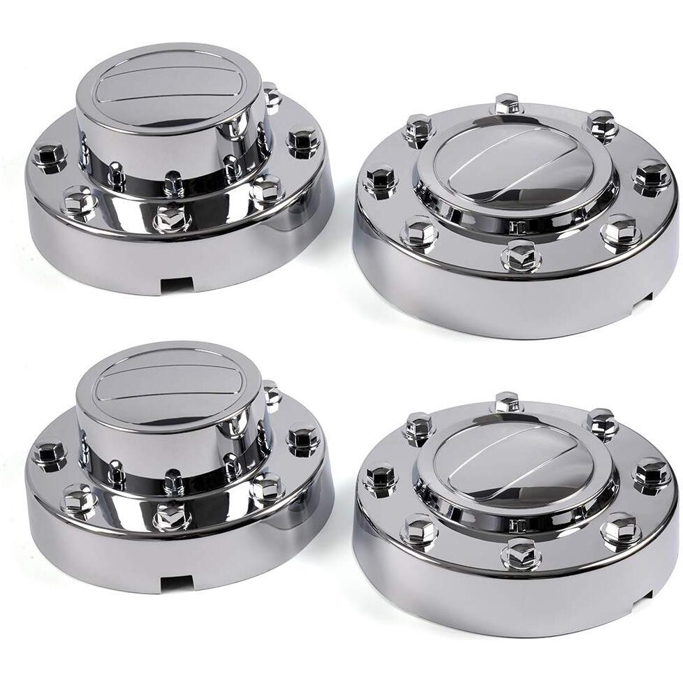 Pit66 Wheel Center Caps  Compatible With 11-16 Dodge Ram 3500 1-Ton Dually Alcoa Alloy Hub Caps 2 Front+2 Rear Chrome