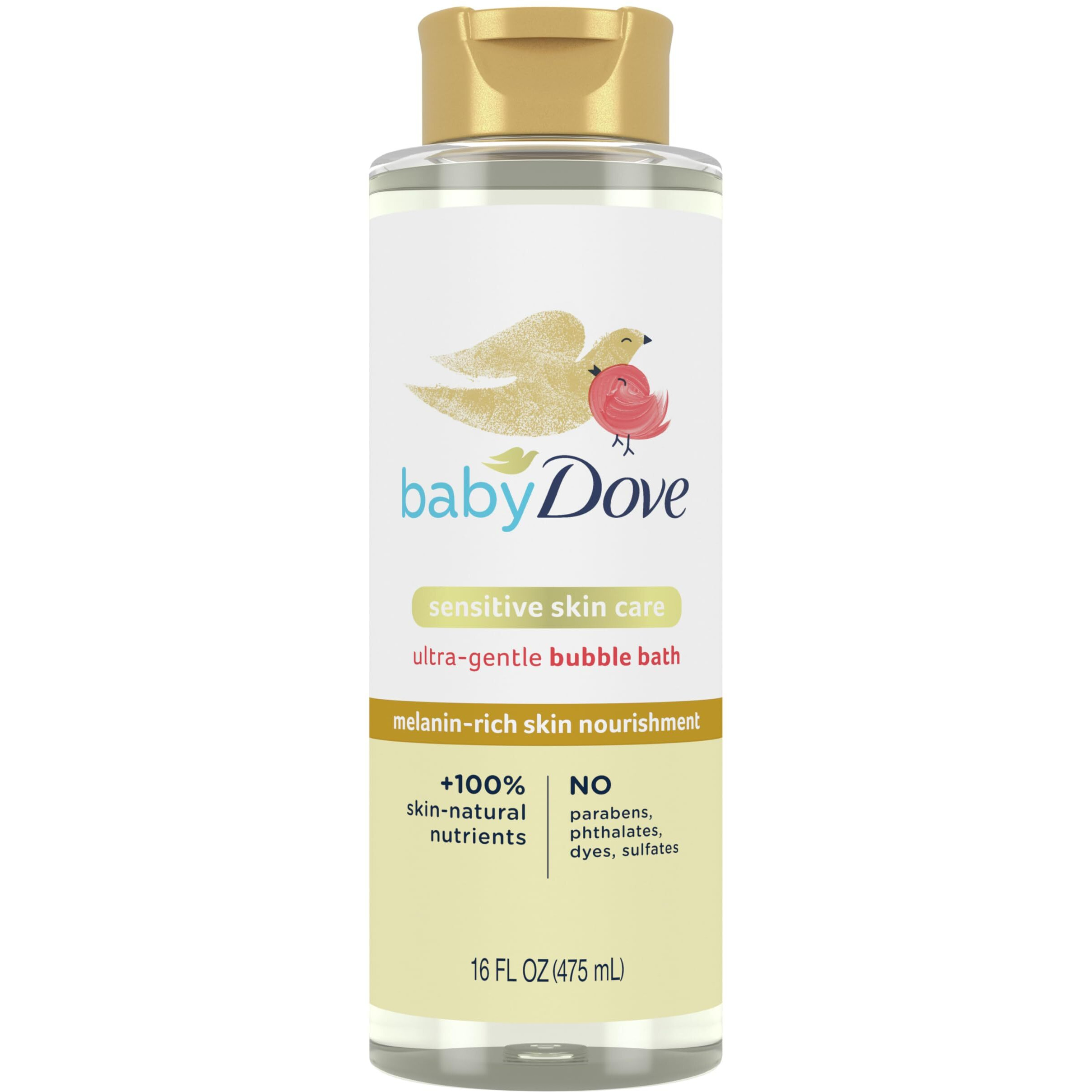 Baby Dove Bubble Bath Melanin-Rich Skin Nourishment For Nourished Skin And Bath Time Fun Sensitive Skin Care With Skin-Natural Nutrients 16 Oz  Silver