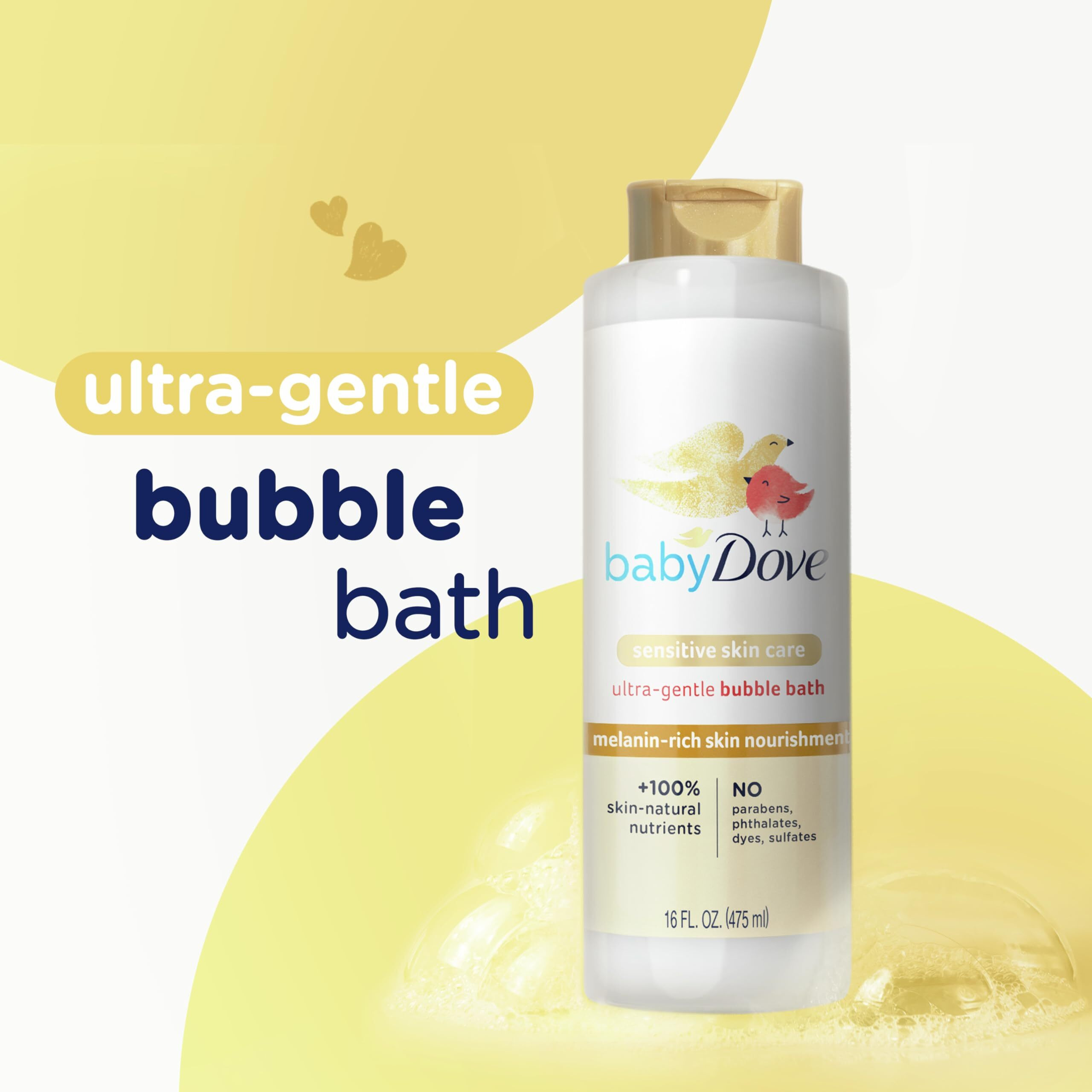 Baby Dove Bubble Bath Melanin-Rich Skin Nourishment For Nourished Skin And Bath Time Fun Sensitive Skin Care With Skin-Natural Nutrients 16 Oz  Silver