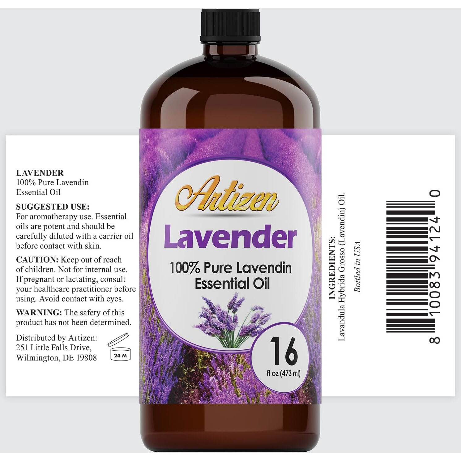 Artizen - Pure Lavender Essential Oil Bulk  16Oz - Lavender Essential Oil Large Bottle For Diffusers  Home Care  Candles - Aromatherapy Diffuser Oil - Lavender Oil Spray - Lavender Oil For Cleaning
