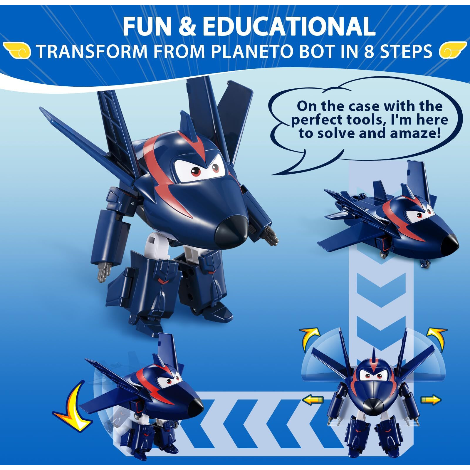 Super Wings Transformable Toys  5 In Agent Chase Airplane Transforming Figures Toys  2 In 1 Mode Rescue Bots Action Figure Toys For 3-5 Year Old Boys Girls  Plane Toys For Toddlers Kids Age 3 4 5 6 7