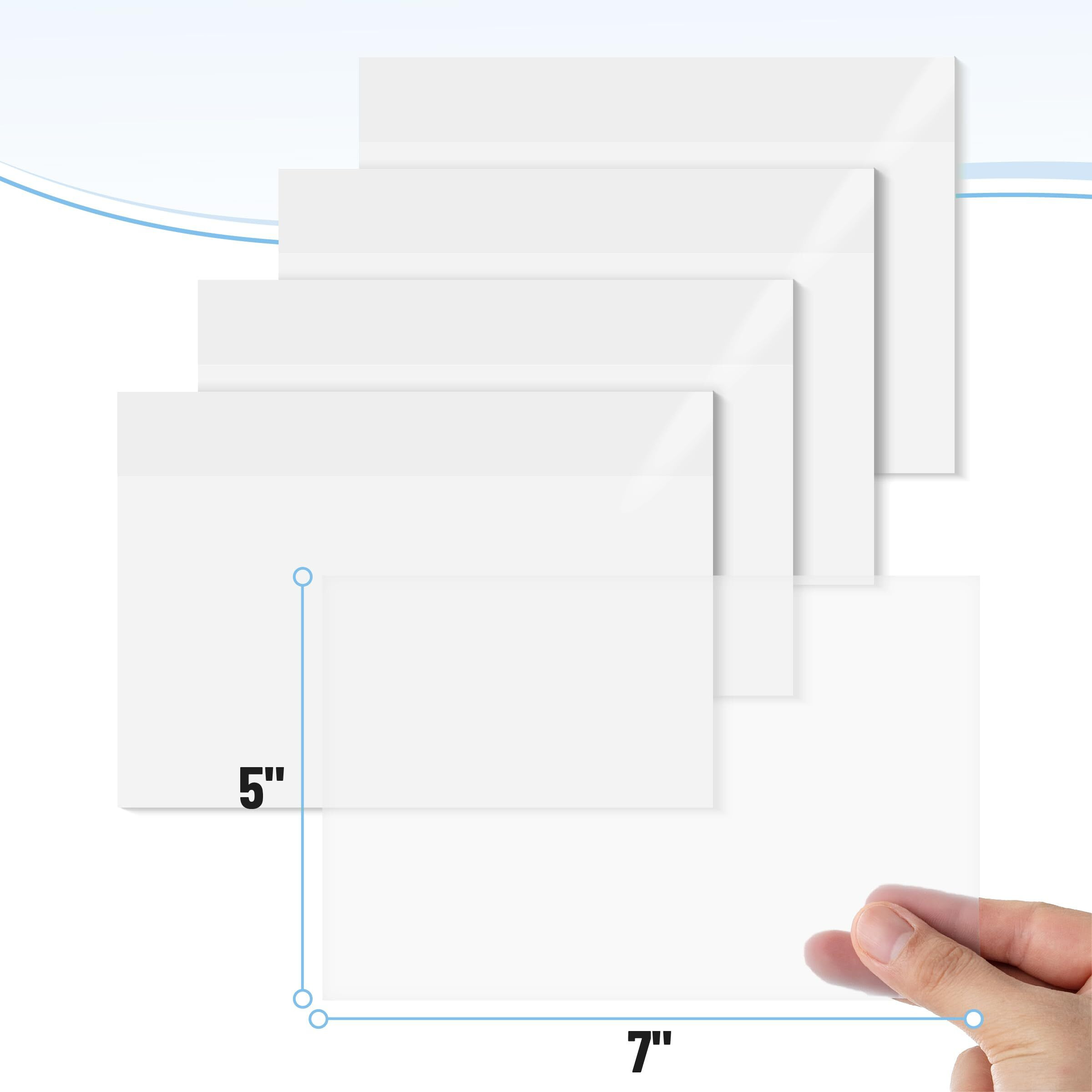Mr. Pen- Transparent Sticky Notes  5"&quotX7""  200 Sheets  White  See Through  Translucent  Clear
