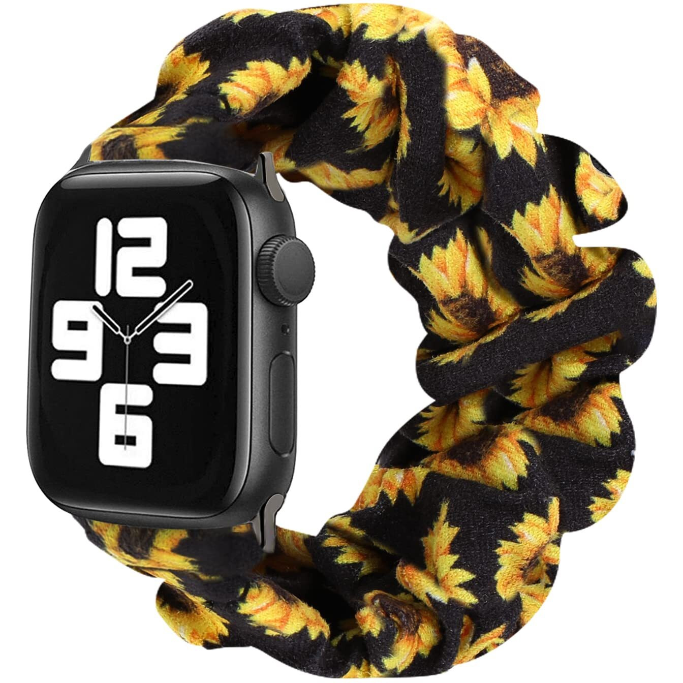Monoblanks Scrunchie Elastic Watch Band Compatible With Apple Watch Band 38Mm/40Mm/41Mm 42Mm/44Mm/45Mm Thick Elastic Band Replacement For Iwatch Series 9/8/7/Se/6/5/4/3/2/1 (Sunflower  38Mm/40Mm/41Mm)