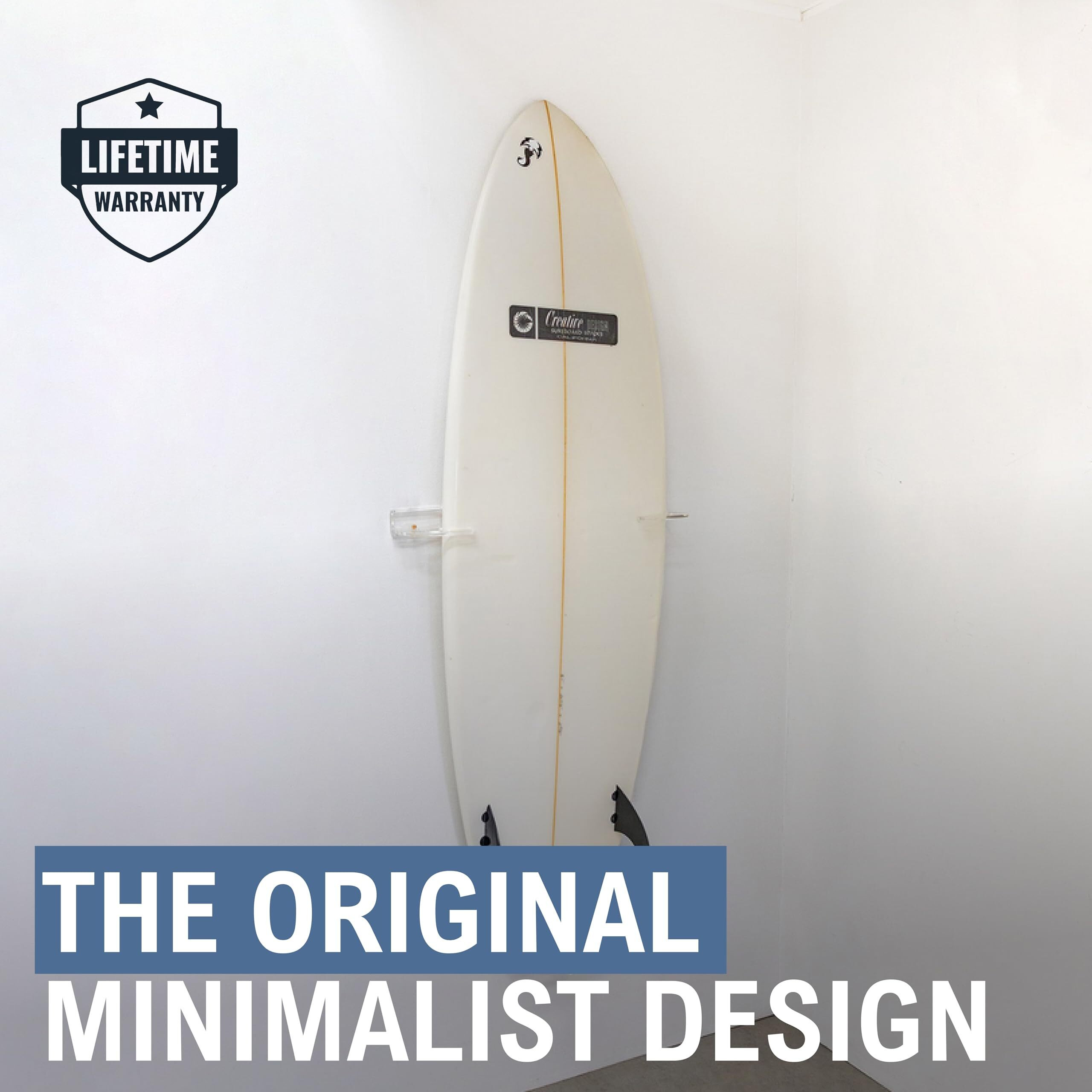 Storeyourboard Floating Surfboard Wall Mount  Clear Acrylic Surf Board Display  Indoor Surfboard Wall Decor  Vertical Surfboard Rack For Shortboards  Fish Boards  And Funboards  Holds 50 Lbs