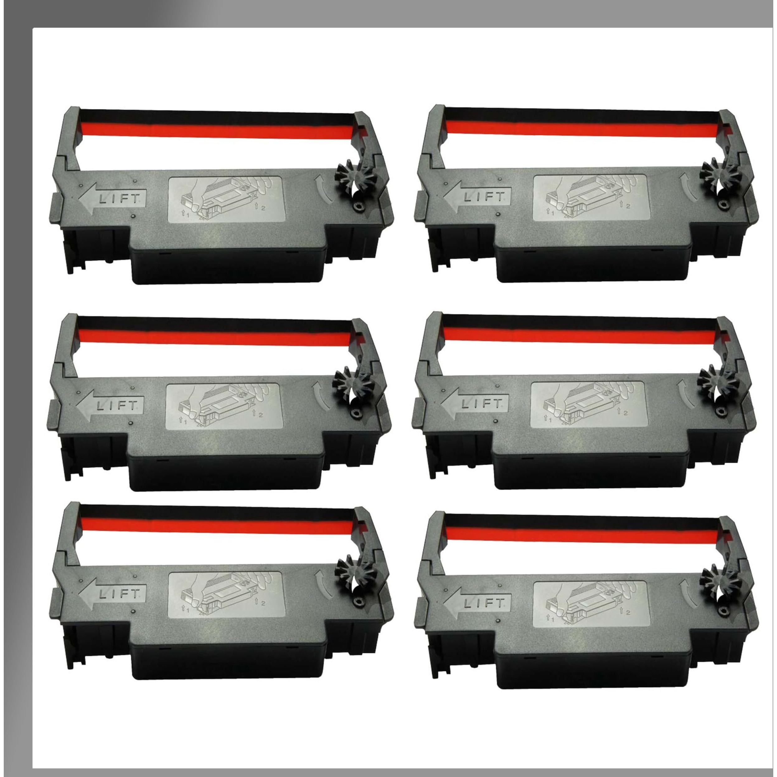 Pokanic Erc-30/34 / 38 Black And Red Ink Ribbon Cartridge Roller Replacement Receipt Kitchen Printer Compatible With Epson Tm-200  Tmu-220  Tmu-230  Bixolon  Snbc Srp-275  Srp-270  Btp-M280 (6 Pack)