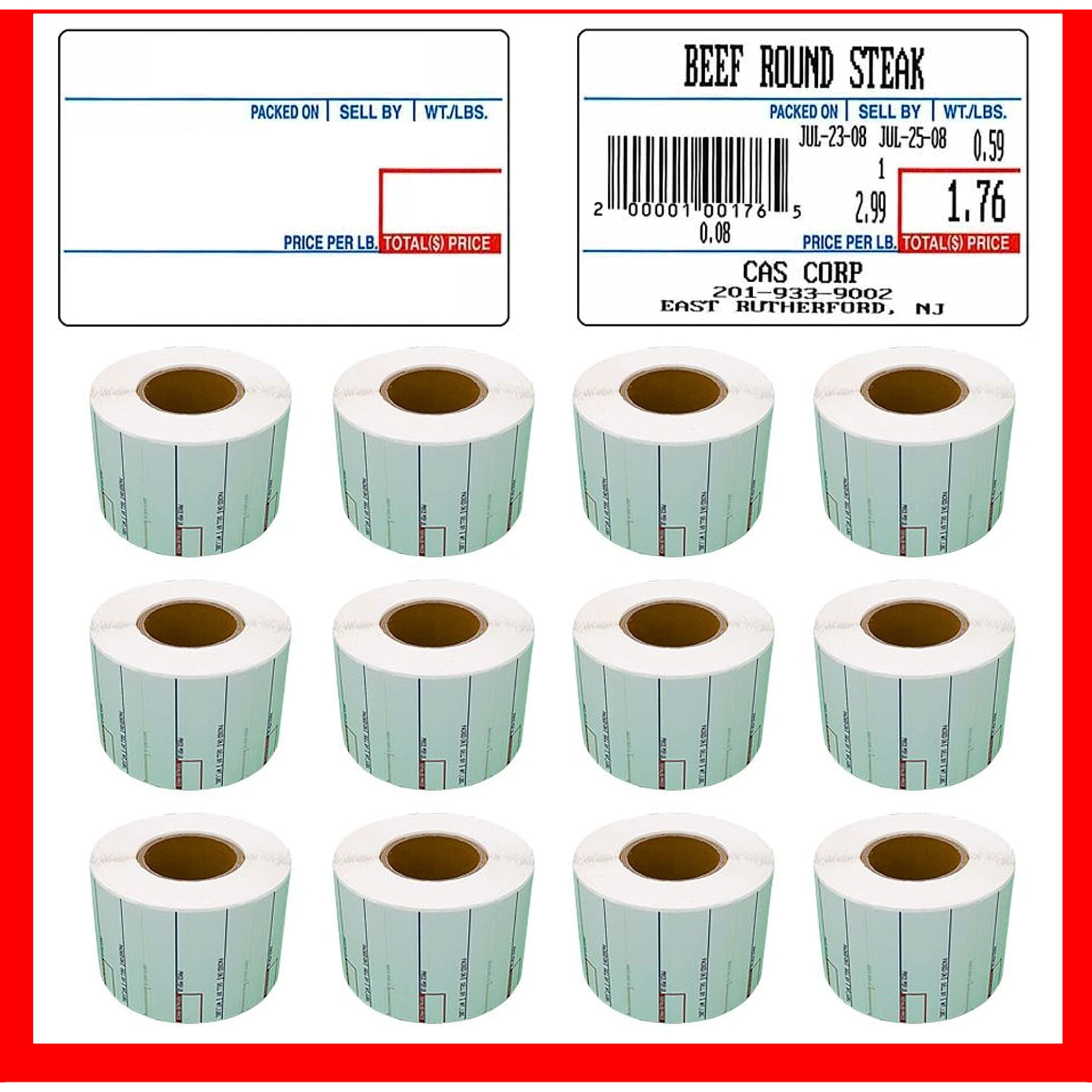 Pokanic Labels Lst-8010 Thermal 12 Rolls - 8400 Labels Printer Printing Scale Compatible With Cas Lp-1000 Cl-5000 Cl-5500 Cl-7200  Easy Weigh Ls-100  Visiontech Dlp-300 (12 Rolls  8010)