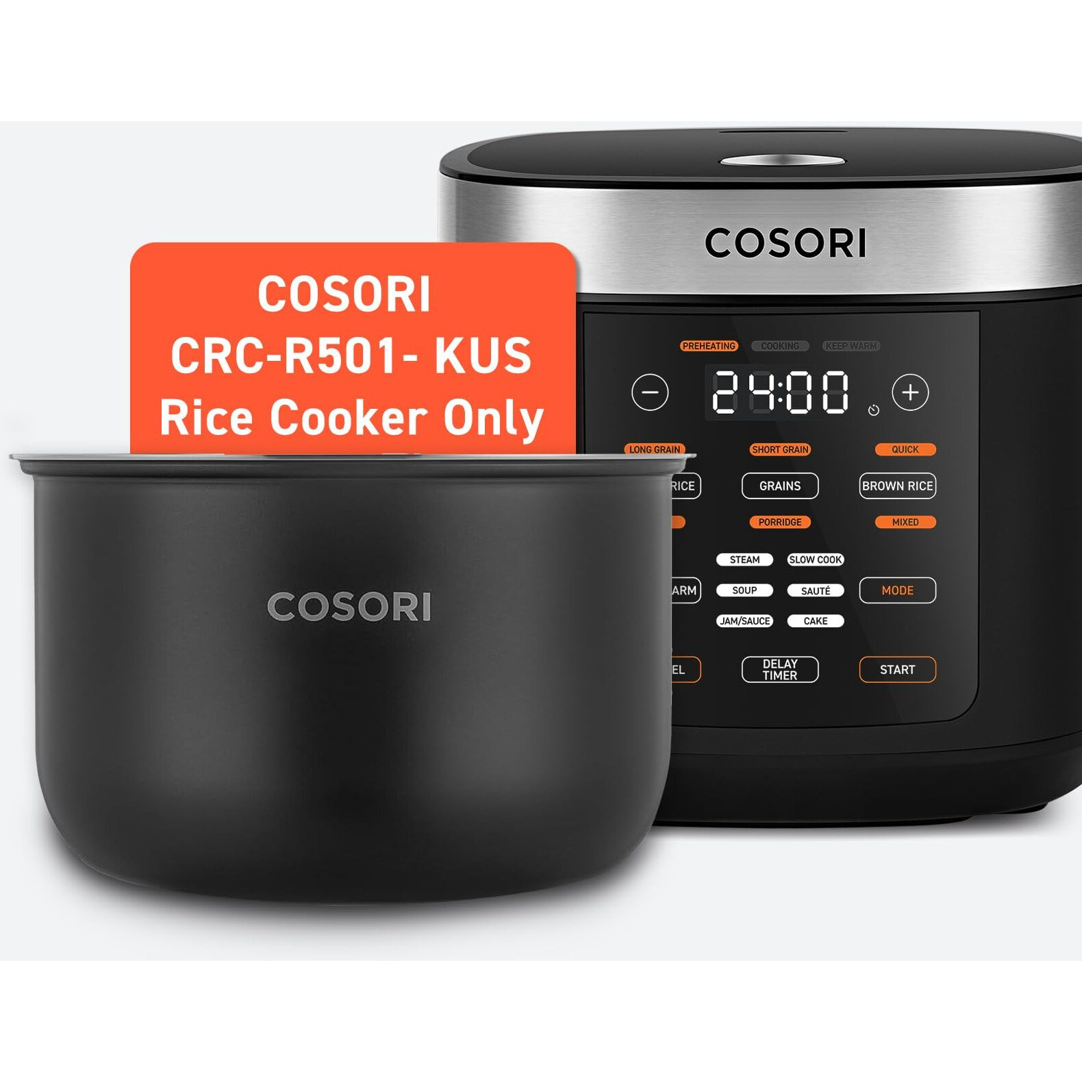 Cosori 5-Quart Rice Cooker Inner Pot Non-Stick For 10 Cup Uncooked Crc-R501- Kus Rice Cooker Only  6-Layer  Crp-R501Ip-Kus
