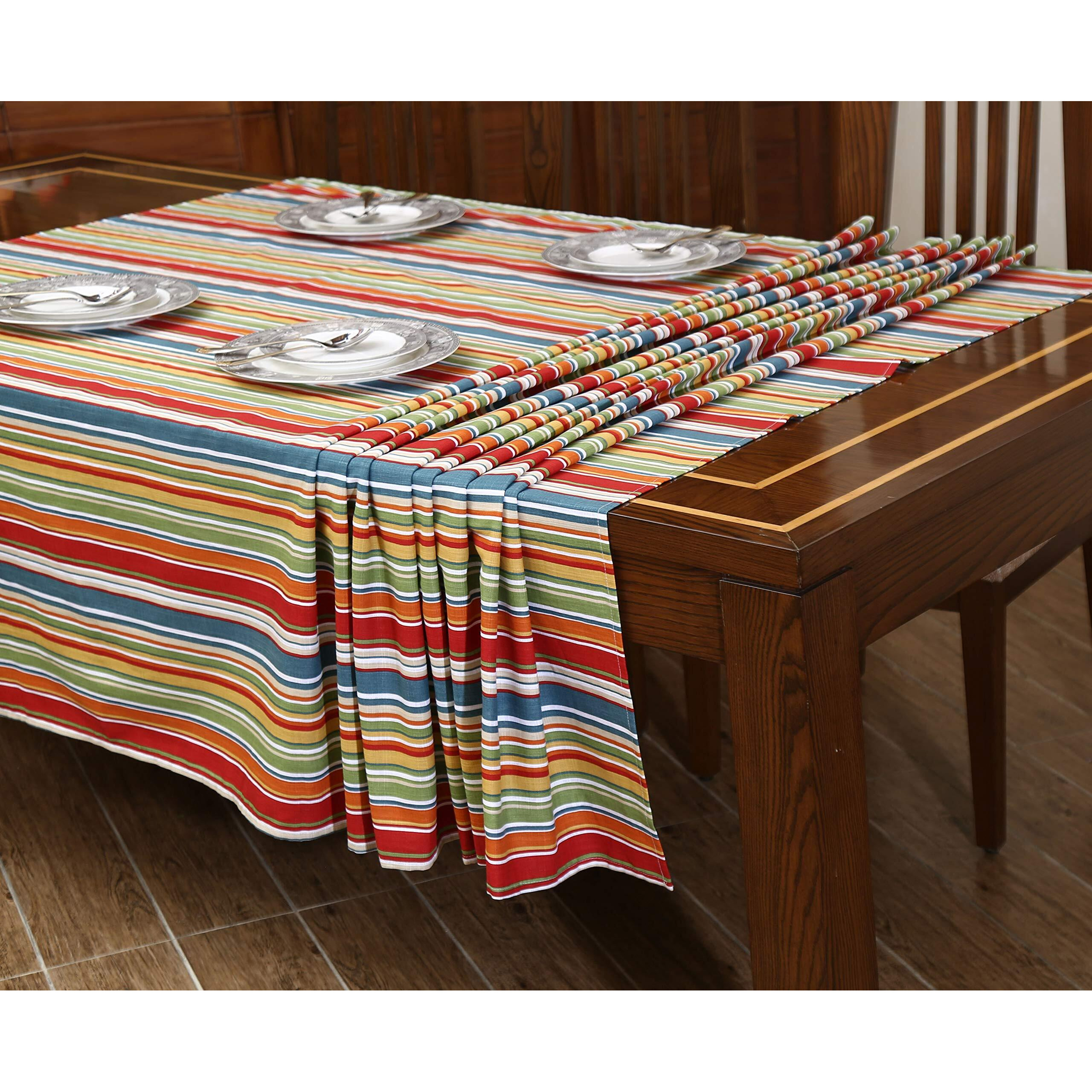 Ruvanti Table Cloth Squaretable 60X60 Inch  100% Cotton Tablecloth  Stain Resistant  Reusable  Washable  Non-Slip Dining Table Cover  Perfect For Wedding  Dinner And Parties - Multi Stripe