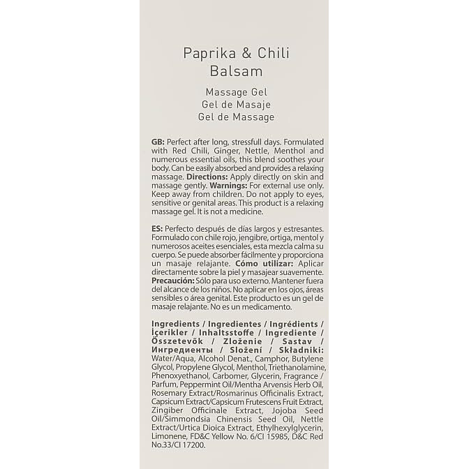 Farmasi Paprika & Chili Balsam - Soothing Massage Gel  150Ml/5.07Floz - Relieves Muscle Tension And Provides Warming Sensation - Ideal For Relaxation And Recovery