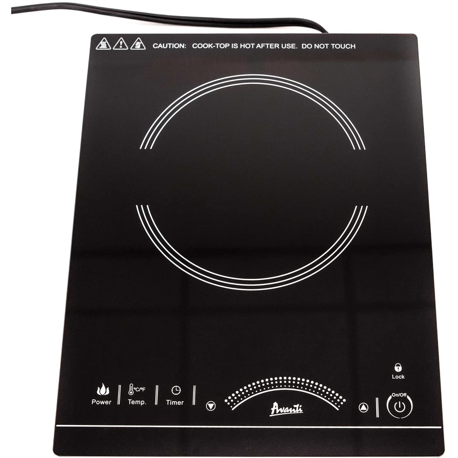 Avanti Ih1800L1B-Is Portable Cooktop Electric Hot Plate Stove Top With Single Induction Burner  6 Power Settings  Temperature Touch Control 140-460F Perfect For Campers & Tiny Homes  1800-Watts  Black