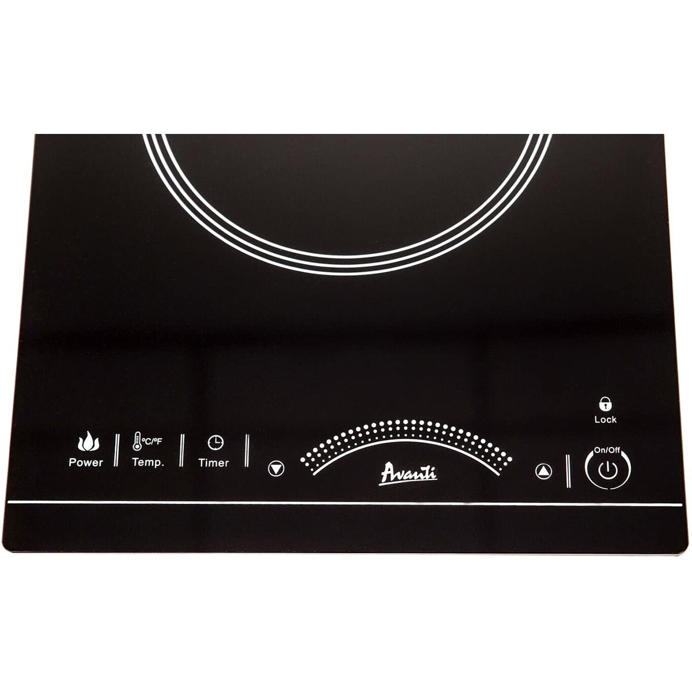Avanti Ih1800L1B-Is Portable Cooktop Electric Hot Plate Stove Top With Single Induction Burner  6 Power Settings  Temperature Touch Control 140-460F Perfect For Campers & Tiny Homes  1800-Watts  Black