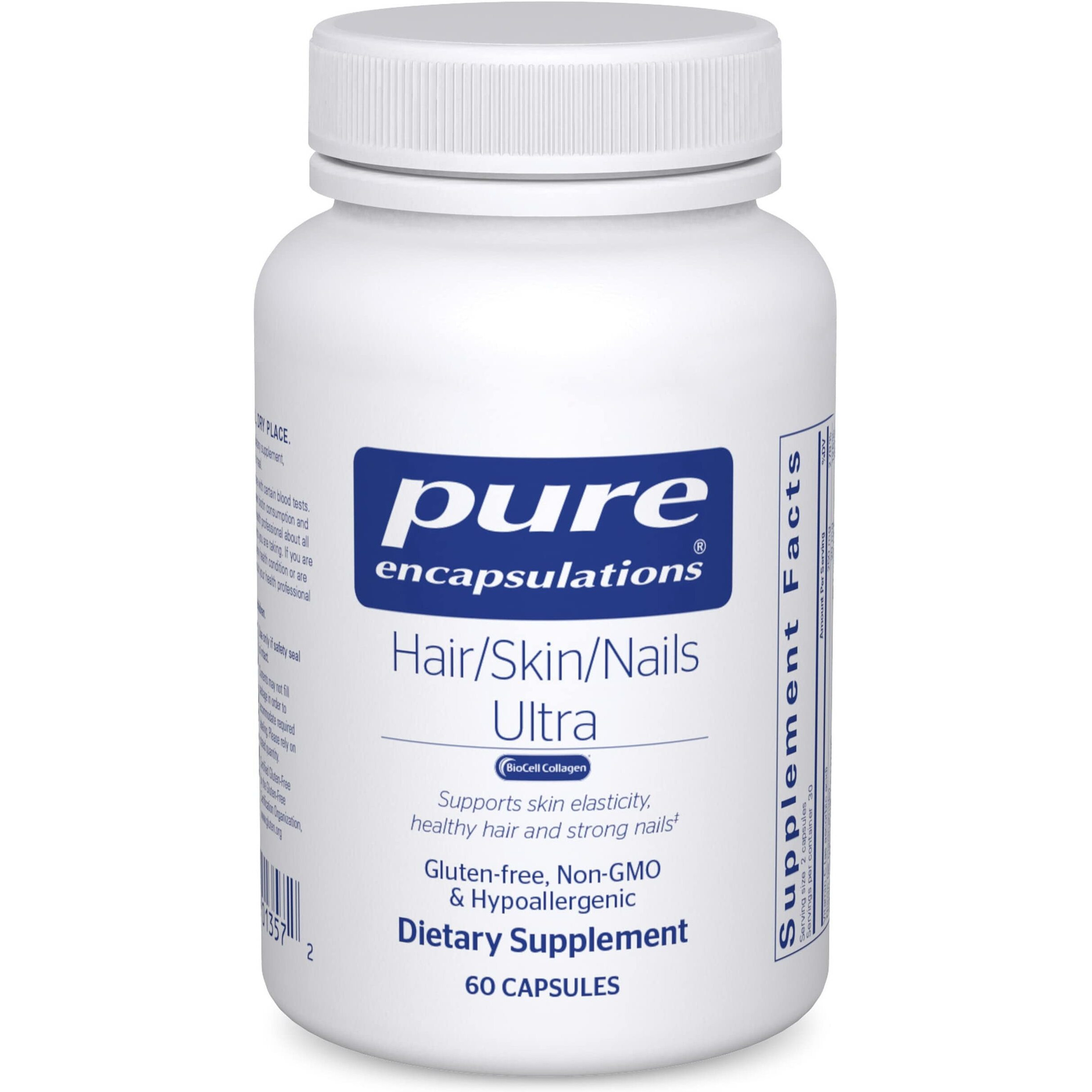 Pure Encapsulations Hair/Skin/Nails Ultra - Supplement For Collagen  Anti Aging  Keratin  Antioxidants  Skin Hydration  Hair  And Nails* - With Biotin  Vitamin C  And More - 60 Capsules