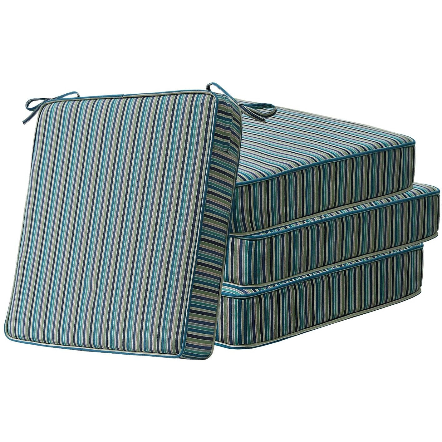 Sunbrella Square Corner Seat Cushions  19"" X 19"" X 3""  Set Of 4  Indoor Outdoor Waterproof Weather Resistant Universal Chair Pads With Ties For Patio Furniture  Garden Dining Chairs  Swell Turquoise