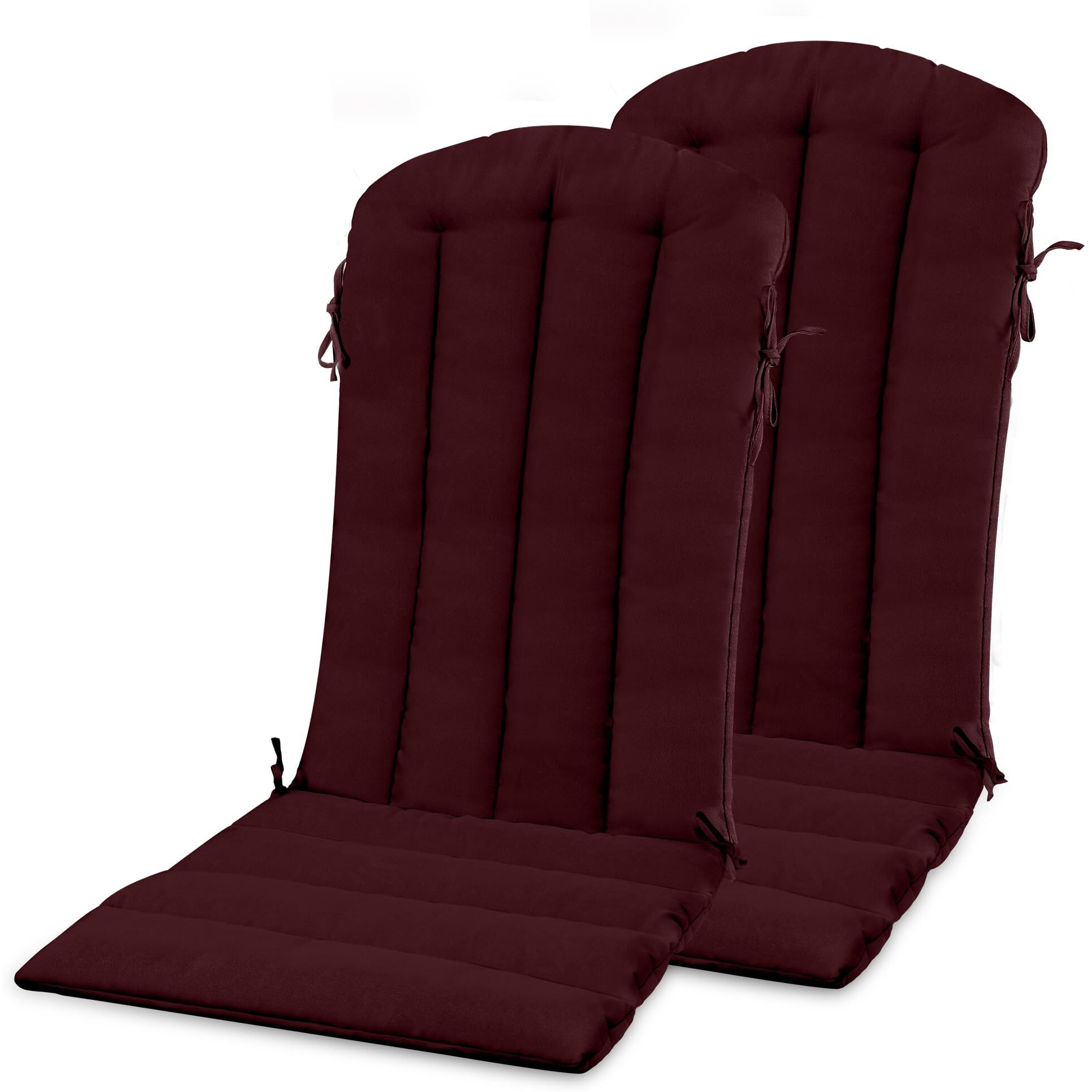 Yefu Adirondack Chair Cushion  Thin Rocking Chair Cushions With Straps Set Of 2  Folding Patio Chair Pad For Indoor And Outdoor  19.7X18.9X1.5 Inch  Burgundy