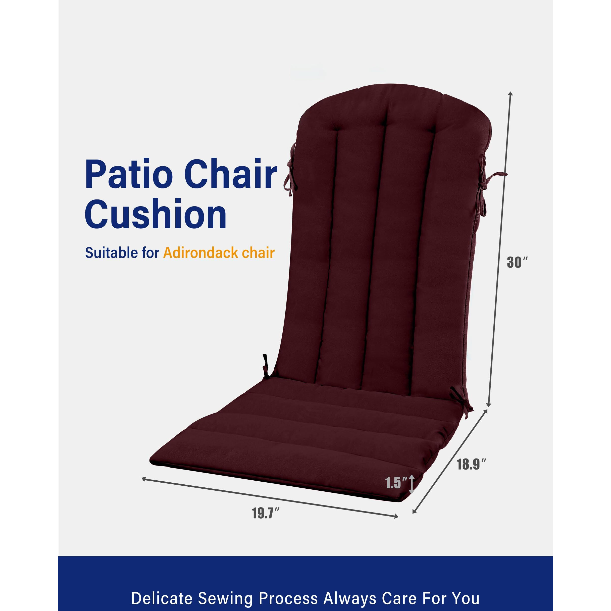 Yefu Adirondack Chair Cushion  Thin Rocking Chair Cushions With Straps Set Of 2  Folding Patio Chair Pad For Indoor And Outdoor  19.7X18.9X1.5 Inch  Burgundy