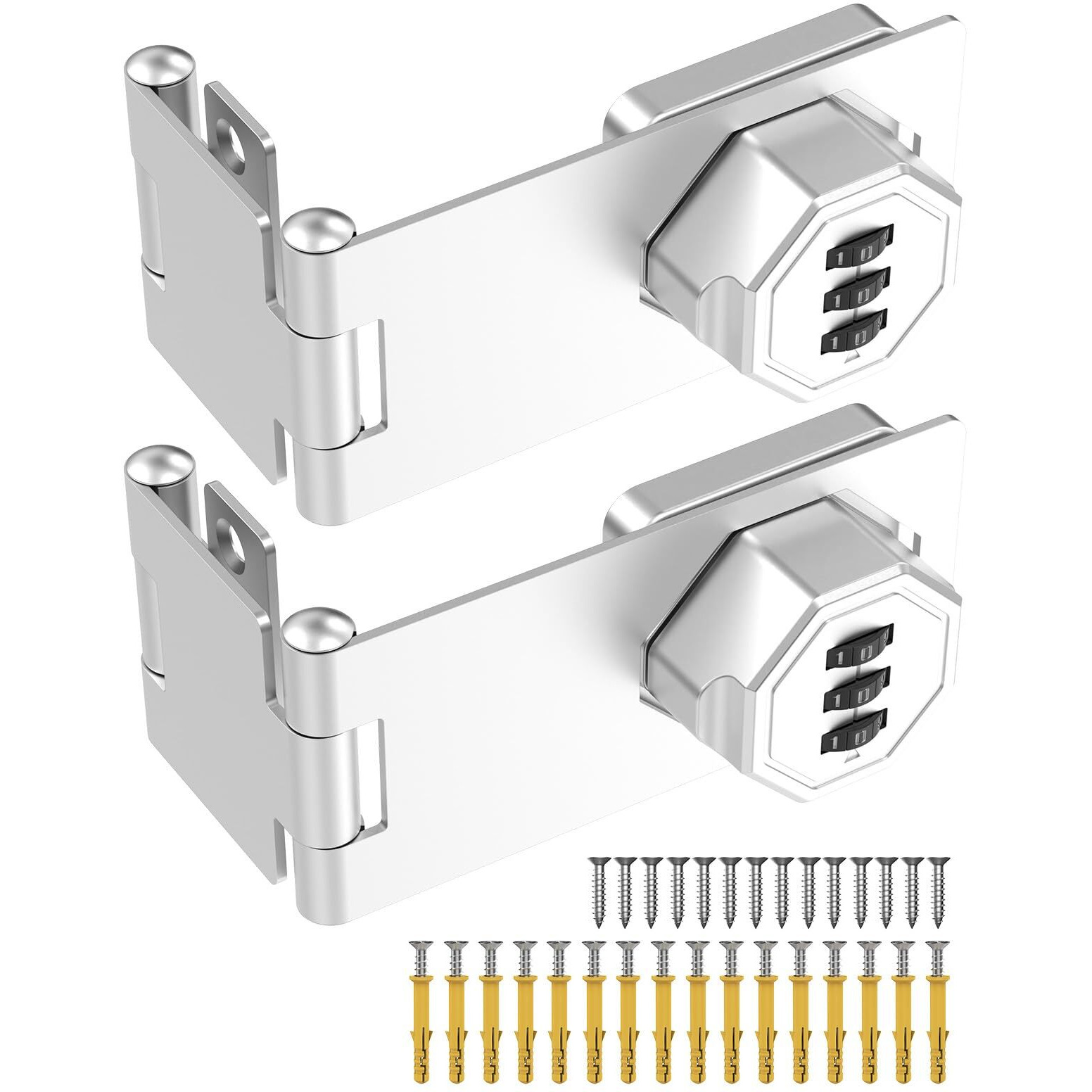 Mebantoo 90 Degree Cabinet Combination Door Lock Latch  Zinc Alloy Password Rotary Hasp Lock  Keyless Folding Latches For Office File Cabinet  Drawers  Cupboard  Small Doors  Locker (2  Silver)