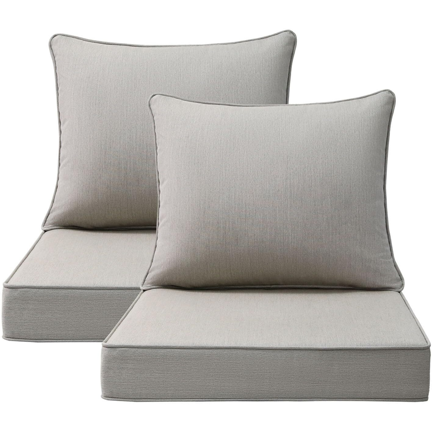 Unimatta Sunbrella Outdoor Patio Chair Cushions Set  24"" X 24""  Set Of 2  Water-Repellent  Fade Resistant  Deep Seat Cushion For Backyard  Couch  Sofa And Patio Furniture  Specrtum Pebble