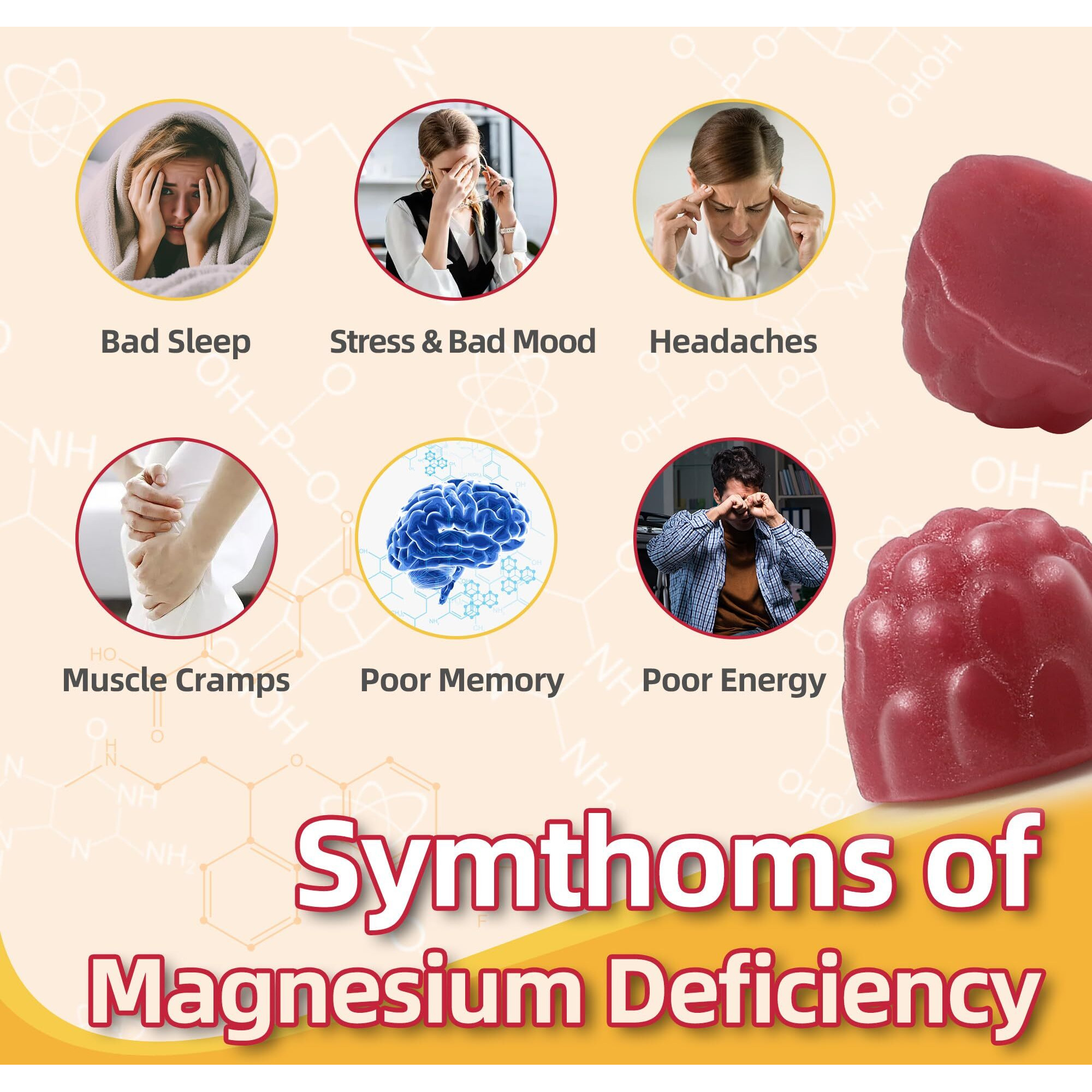 Dreavio 90 Count Magnesium Glycinate Gummies 400Mg W/Ashwagandha Supplement - Sugar Free Zinc Magnesium Glycinate Supplement Ashwagandha Gummies For Adults