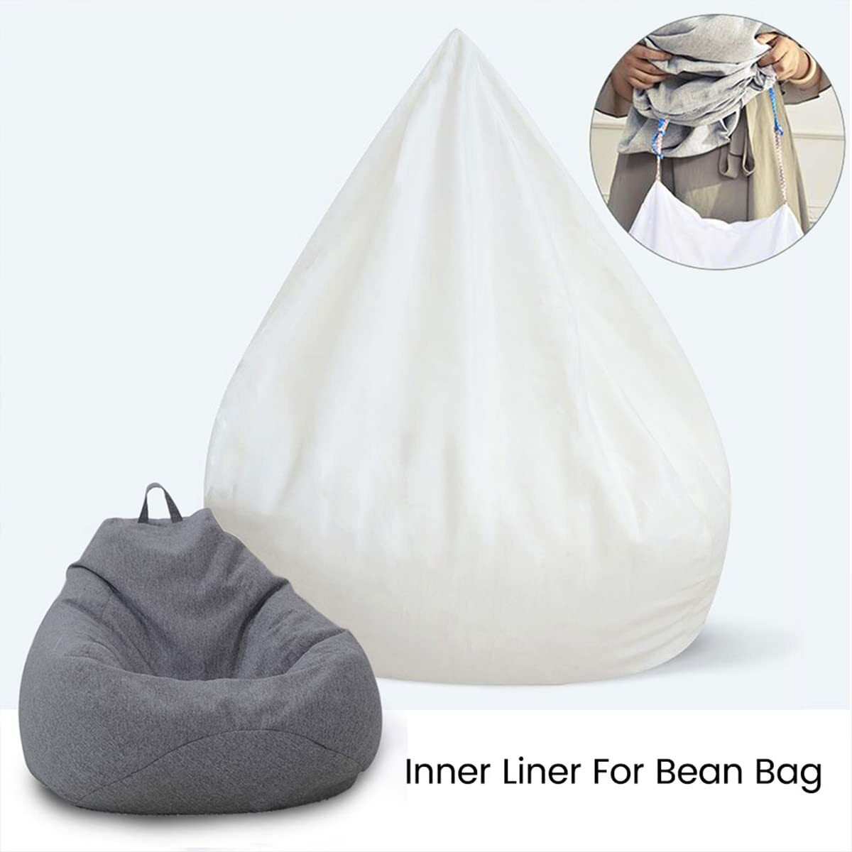 Bean Bag Inner Liner For Bean Bag Chair Lazy Sofa Easy Cleaning Removable Replacement Stocking Inner Liner With Zipper No Filler For Livingroom Bedroom Playroom 70X80Cm 80X90Cm 100X120Cm (1  X-Large)
