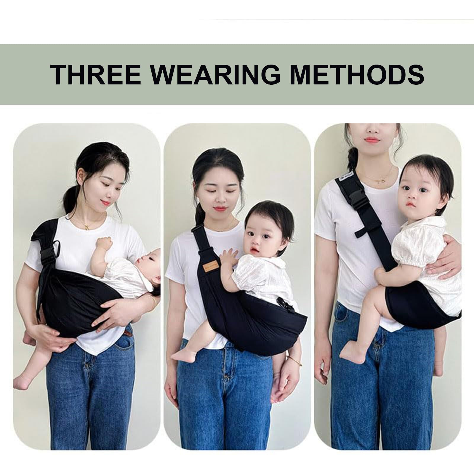 Baby Sling Carrier Toddler Carrier Baby Sling Portable And Adjustable Non-Slip Hip Seat Carriers 10-45Lbs(Black Cloth)