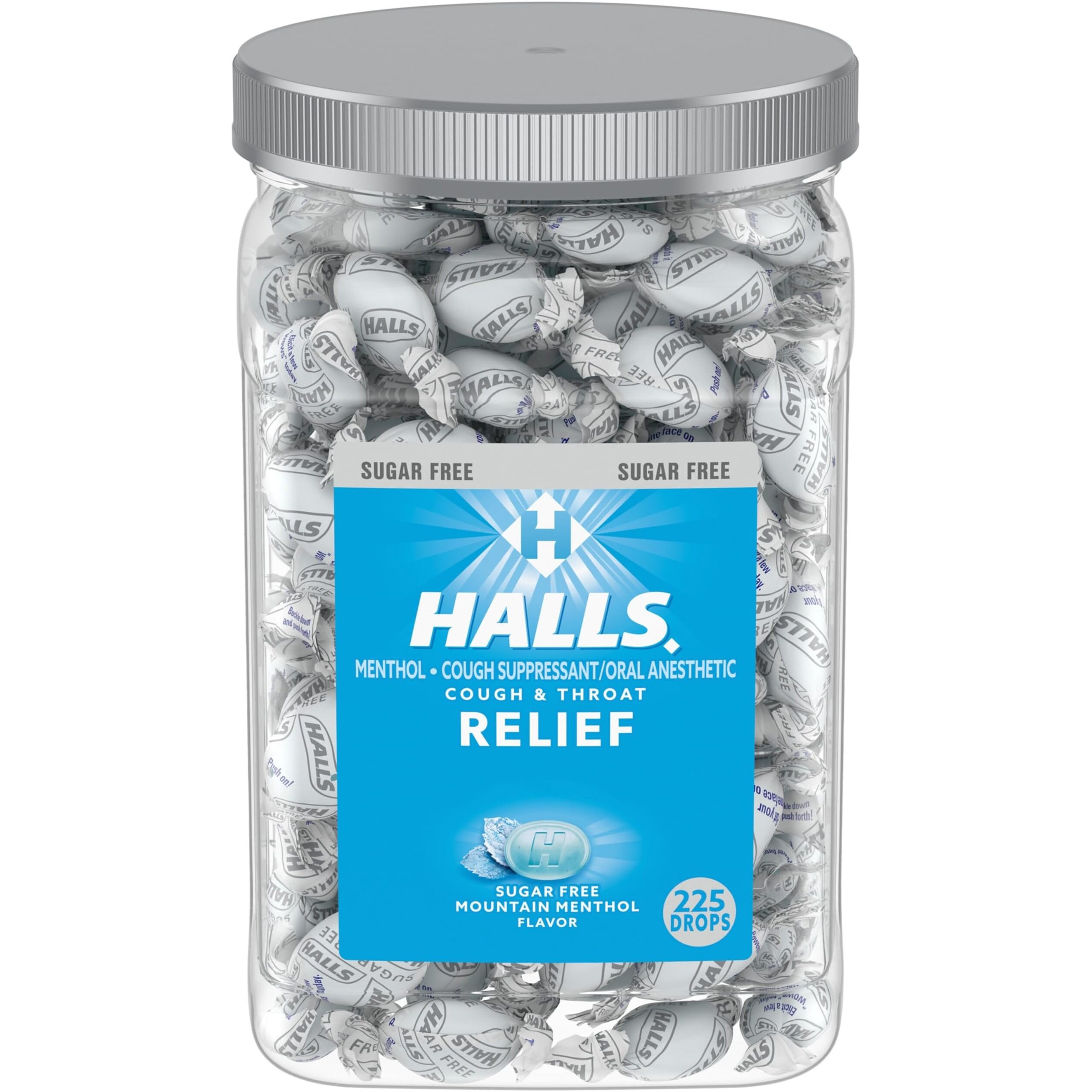Halls Relief Mountain Menthol Sugar Free Cough Drops  Bulk Cough Drops  225 Drops