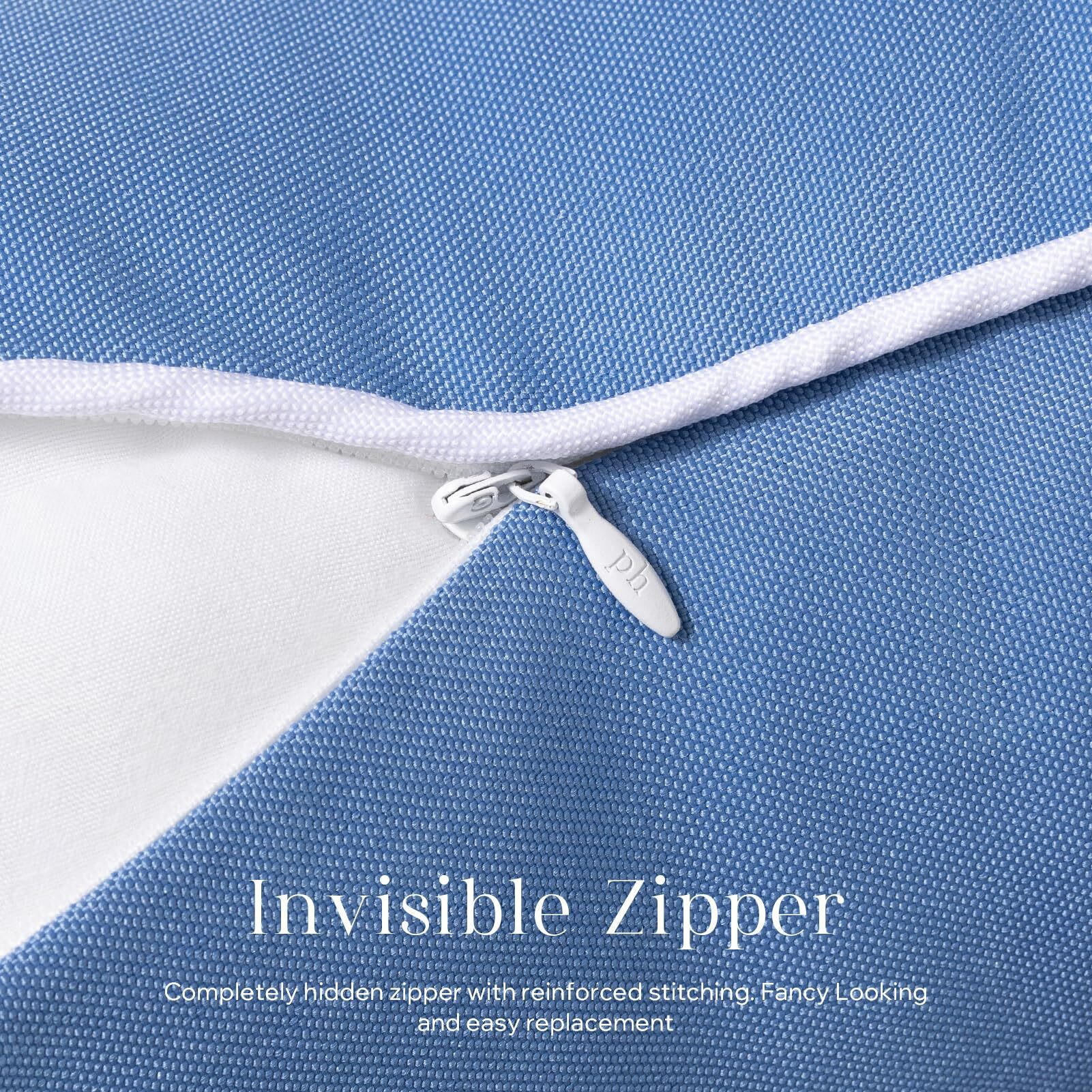 Phantoscope Pack Of 2 Outdoor Waterproof Throw Pillow Covers Decorative Square Cushion Case Patio Pillows For Couch Tent Sunbrella  Foggy Blue 12X20 Inches