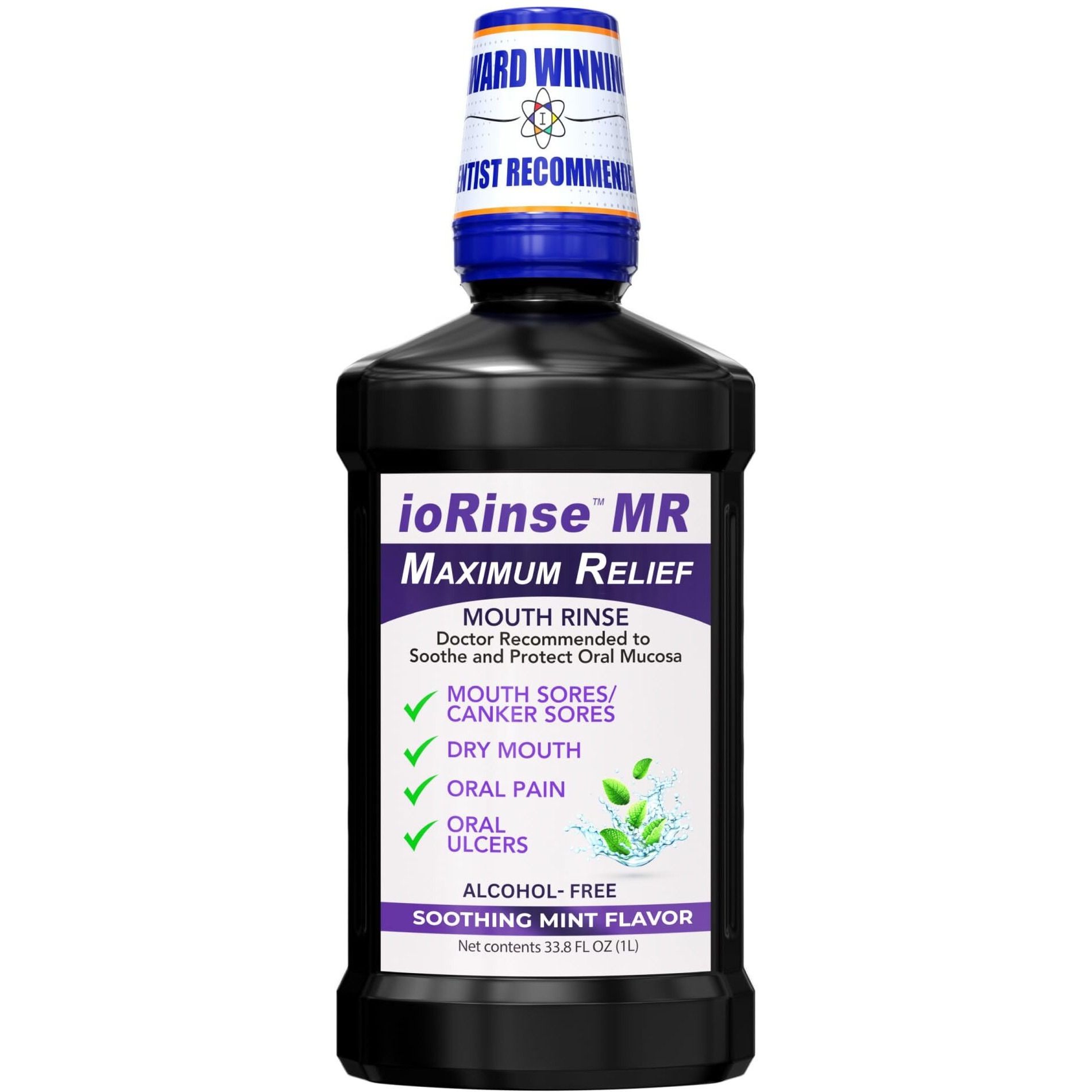 Iorinse Mr The Most Dentist & Oncologist-Recommended Oral Ulcer Rinse Of Its Kind. Maximum Relief Of Oral Mucositis  Mouth Sores  Dry Mouth  Canker Sores  Mouth Irritation & Cancer Patients  Mint 1 L